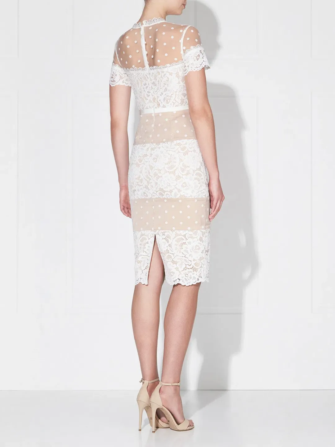 Love Honor Ava Lace Midi Dress White Nude Size 8 for rent on The Volte - main image