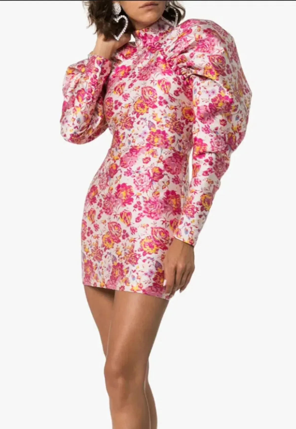 Rotate By Birger Christensen Button-detailed Ruched Floral-jacquard Mini Dress In Multi Size 8 - Image 2