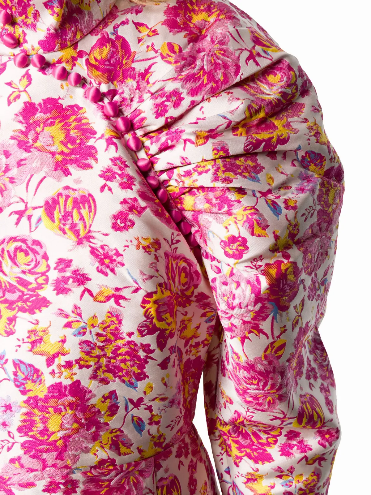 Rotate By Birger Christensen Button-detailed Ruched Floral-jacquard Mini Dress In Multi Size 8 - Image 4