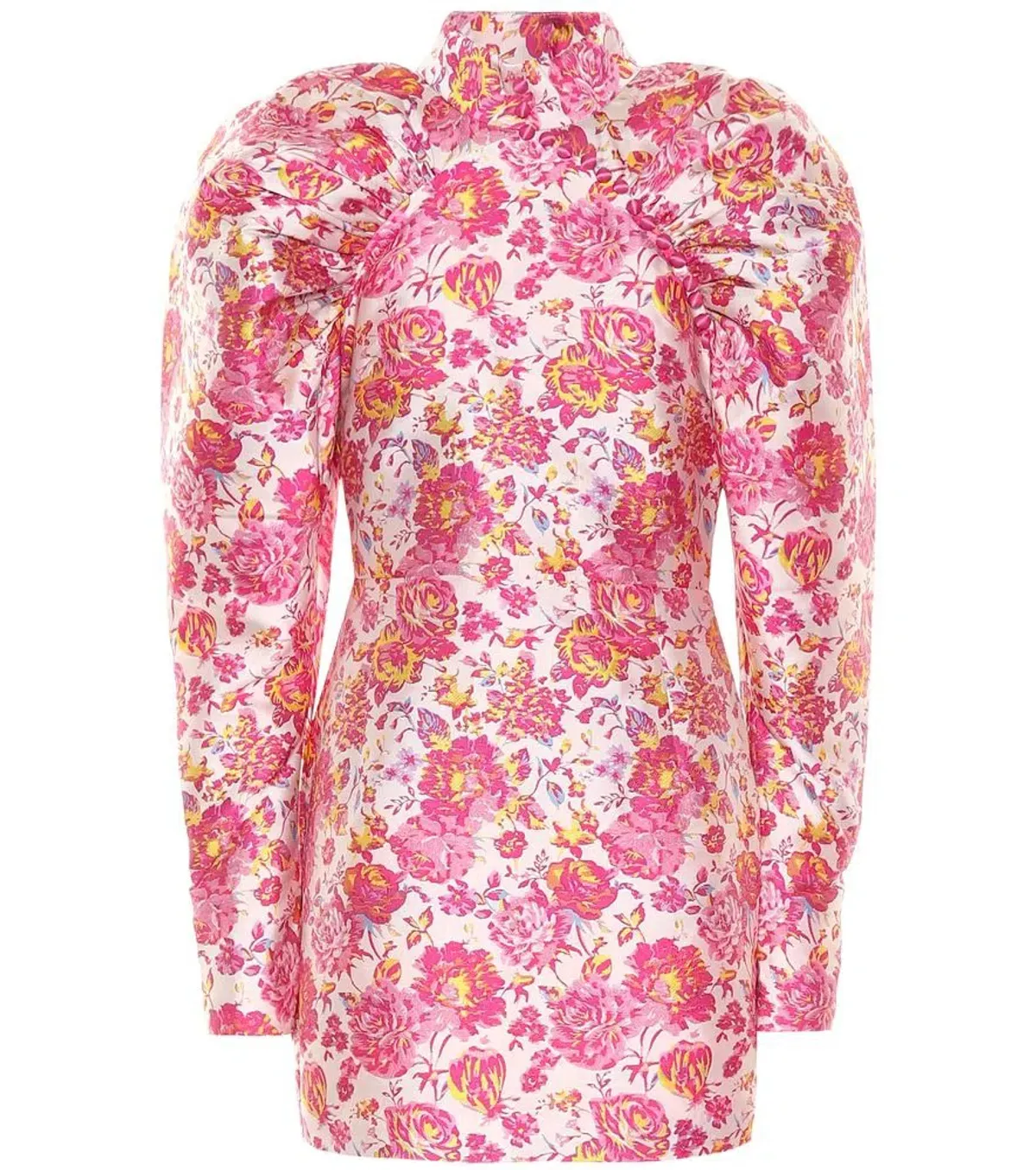 Rotate By Birger Christensen Button-detailed Ruched Floral-jacquard Mini Dress In Multi Size 8 - Image 7