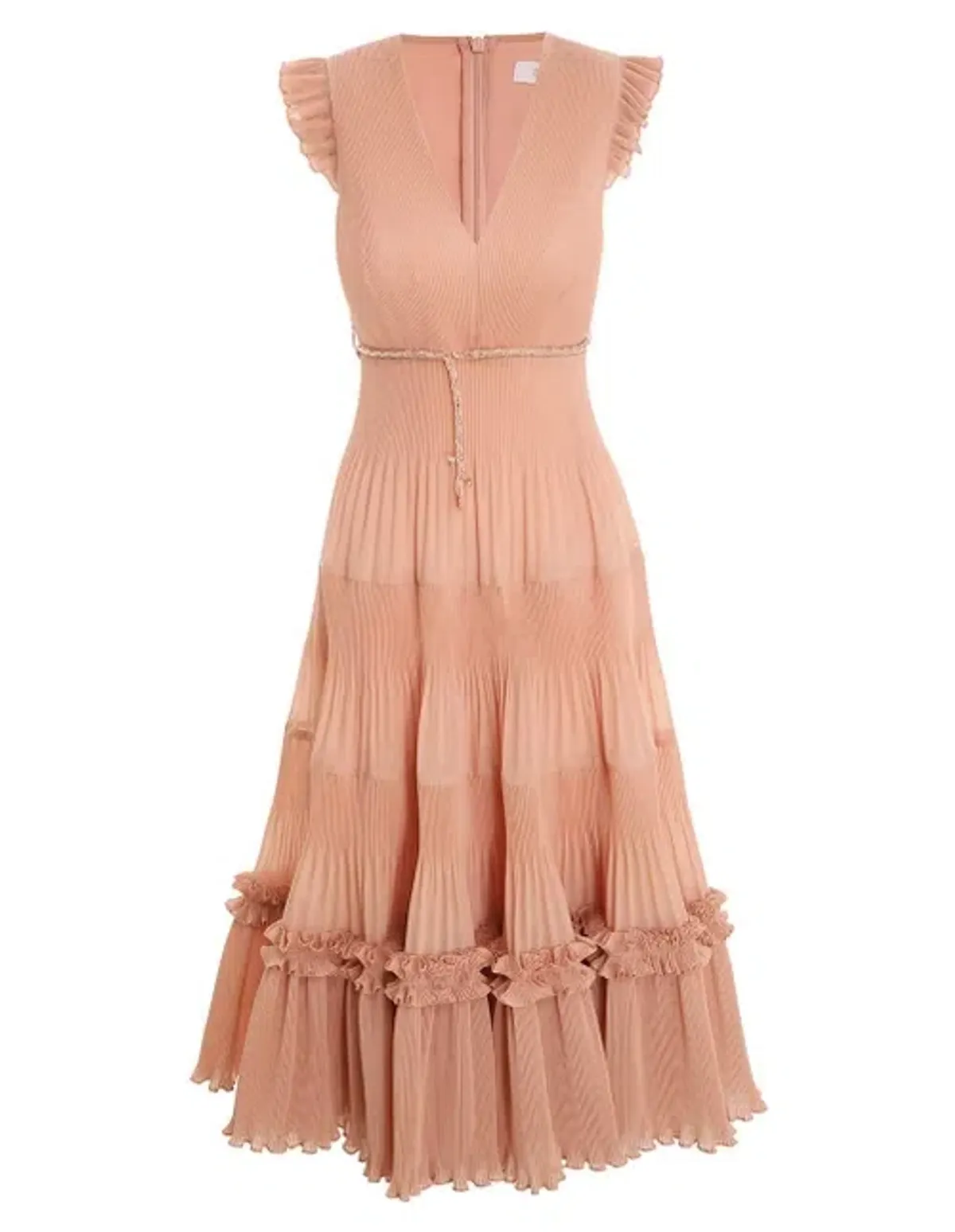 Zimmermann Pleated Midi Dress Lipstick Size 2 - Image 3