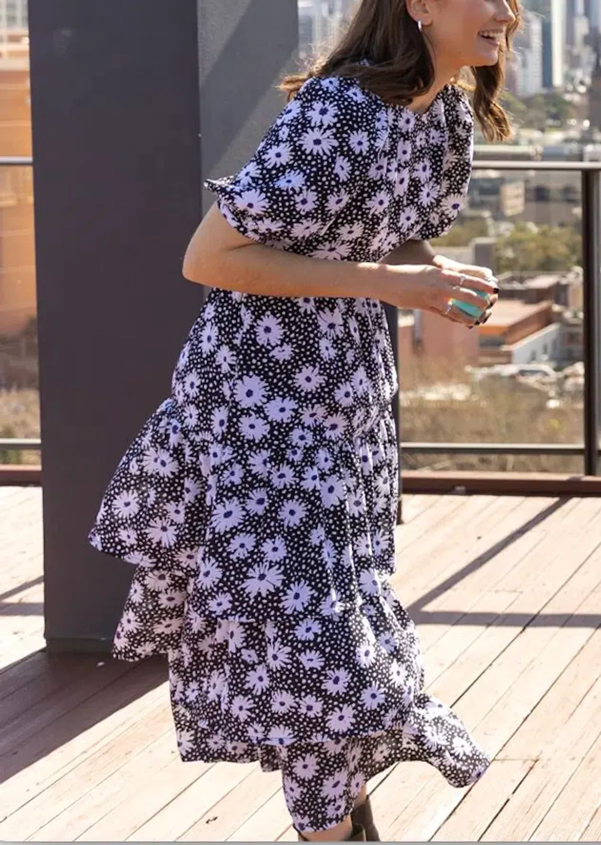 Nice Martin Ronnie Tiered Dress in Daisy Print Size 8 - Image 2