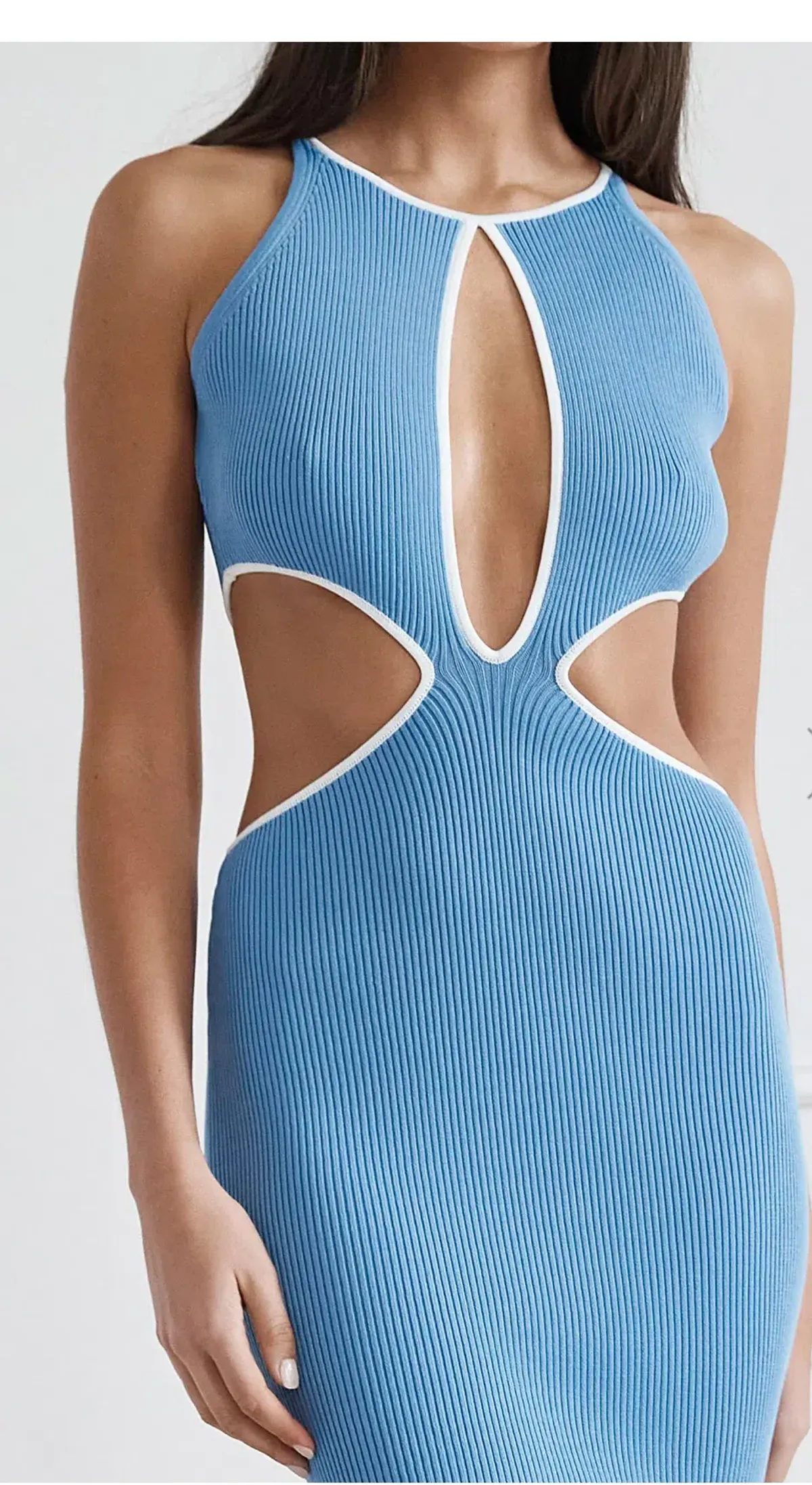 San Sloane Adrian Rib Midi Dress Blue Size 10 - Image 2