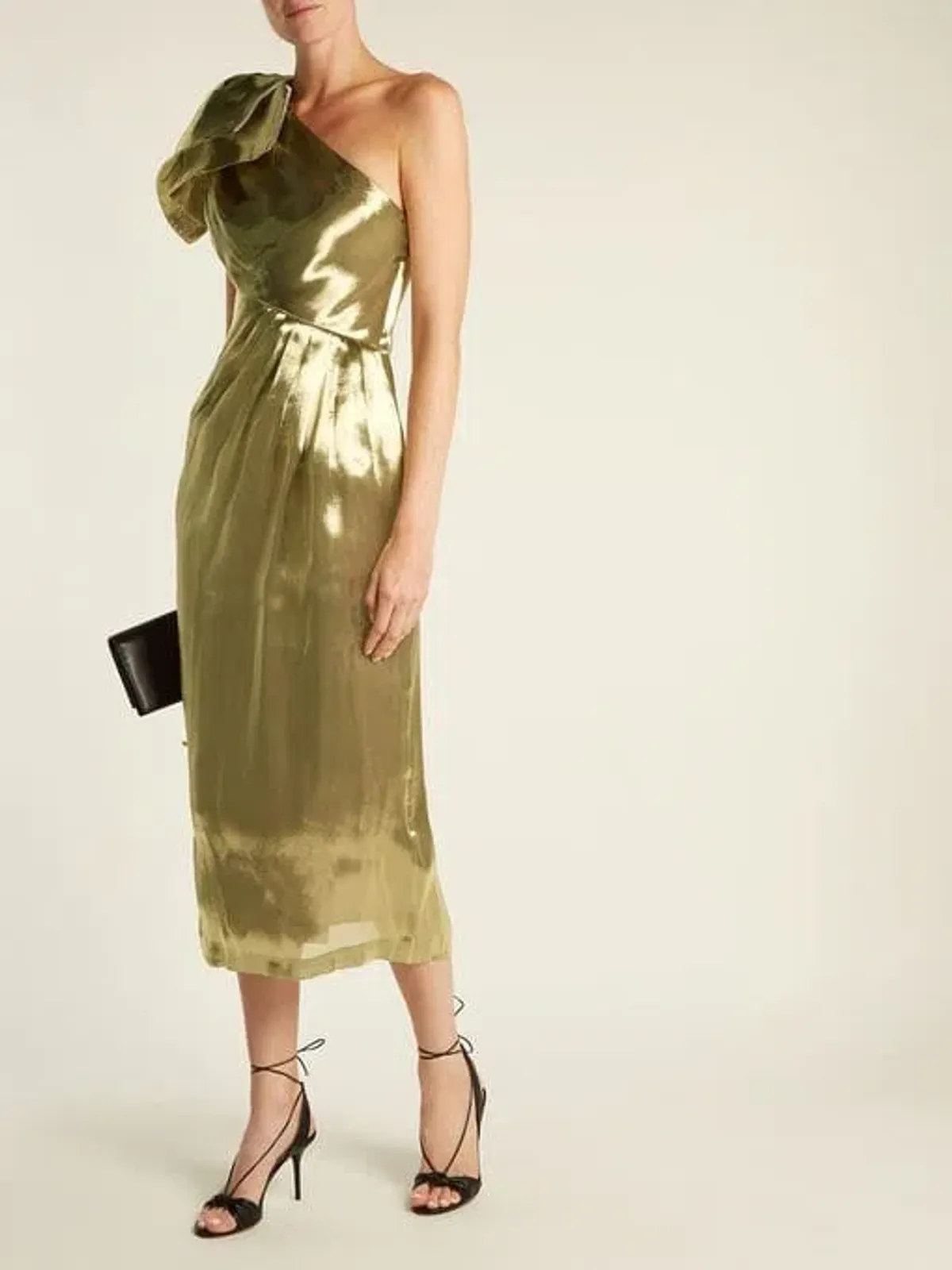 Maria Lucia Hohan Alya One Shoulder Dress Gold Size 10 - Image 1
