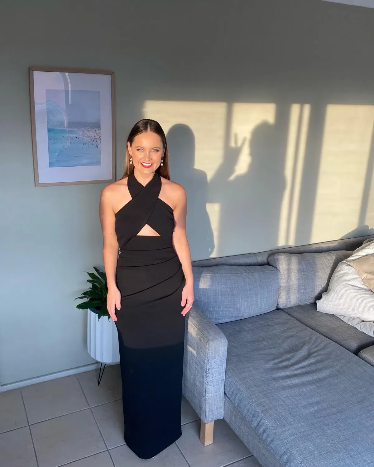 Misha Atta Bonded Crepe Gown Black Size 8 - Image 5