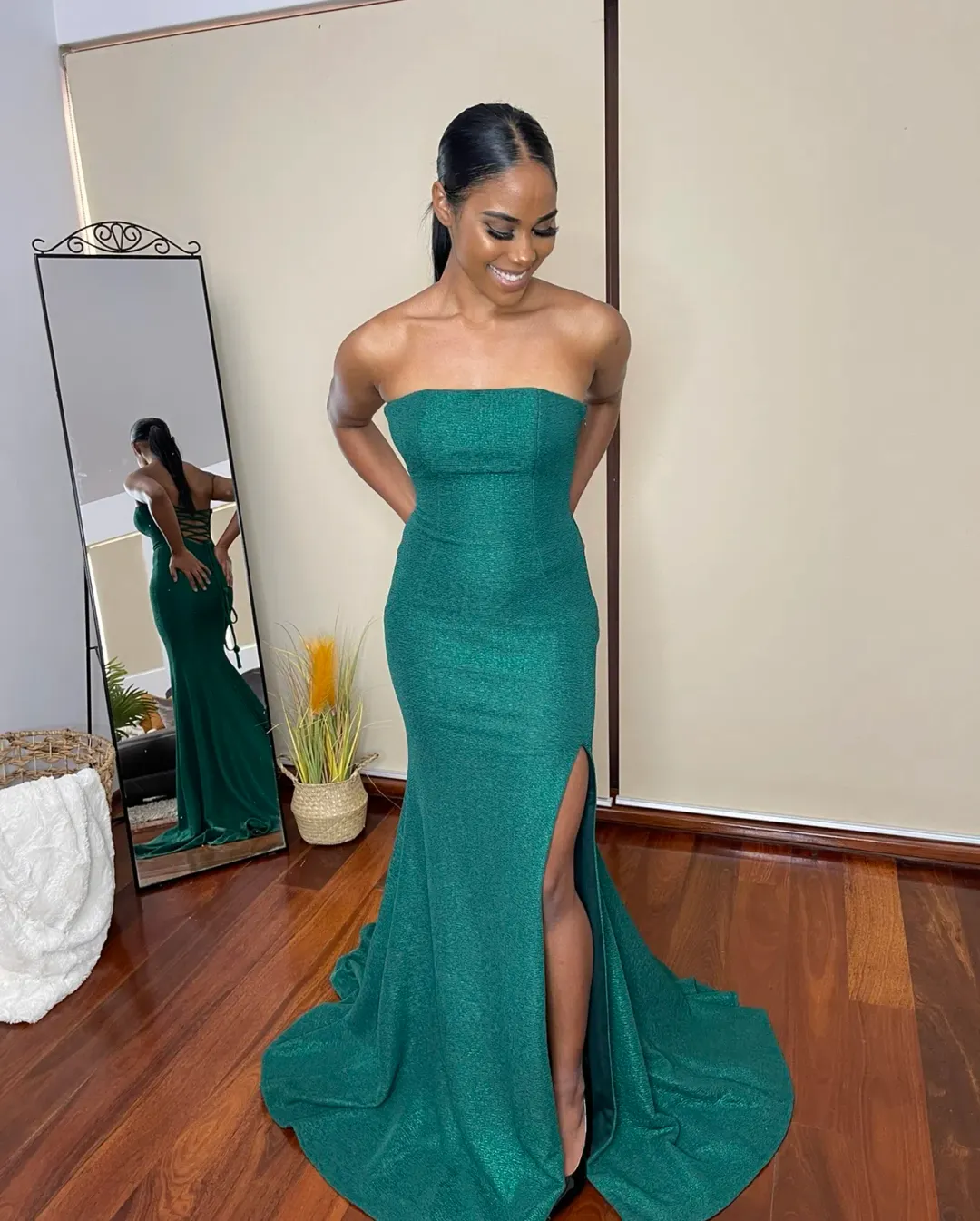 Jovani Style #8063 Strapless Dress Green Size 8 for rent on The Volte - main image