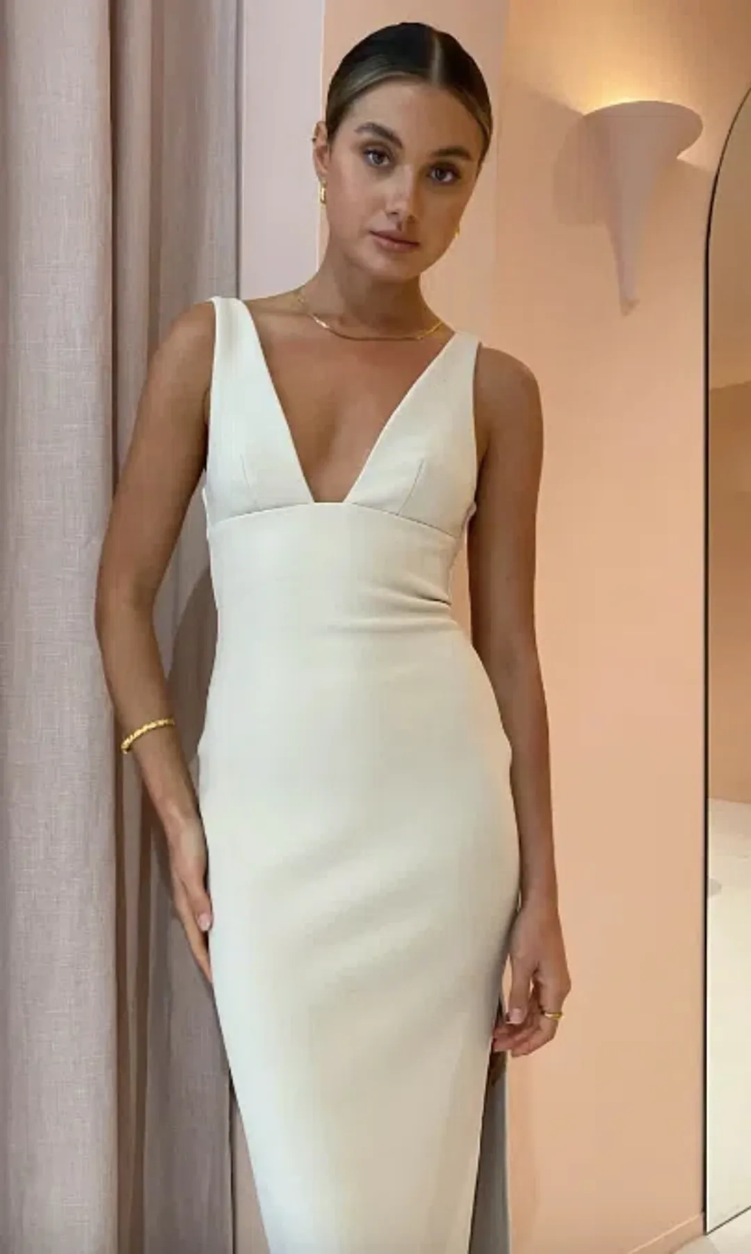 Bec & Bridge Iris Midi Dress Macadamia Size 8 for rent on The Volte - main image