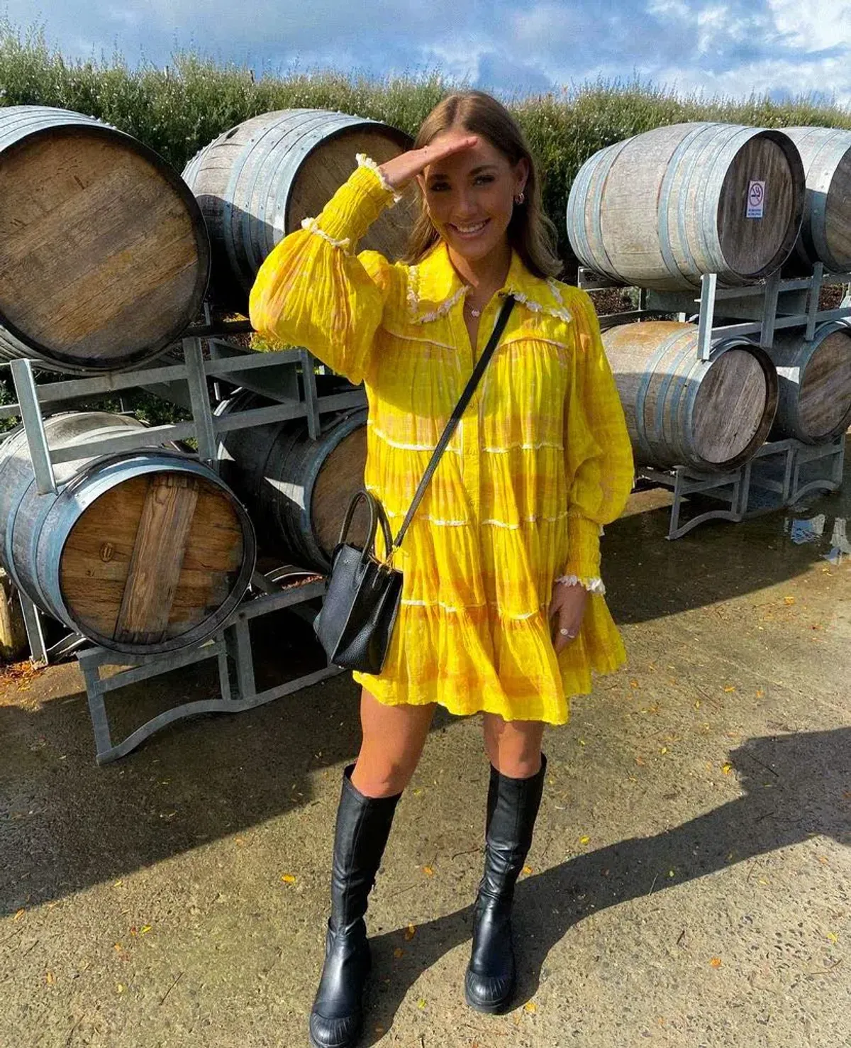 Aje Wilderness Smock Mini Dress Yellow Size 8 - Image 5