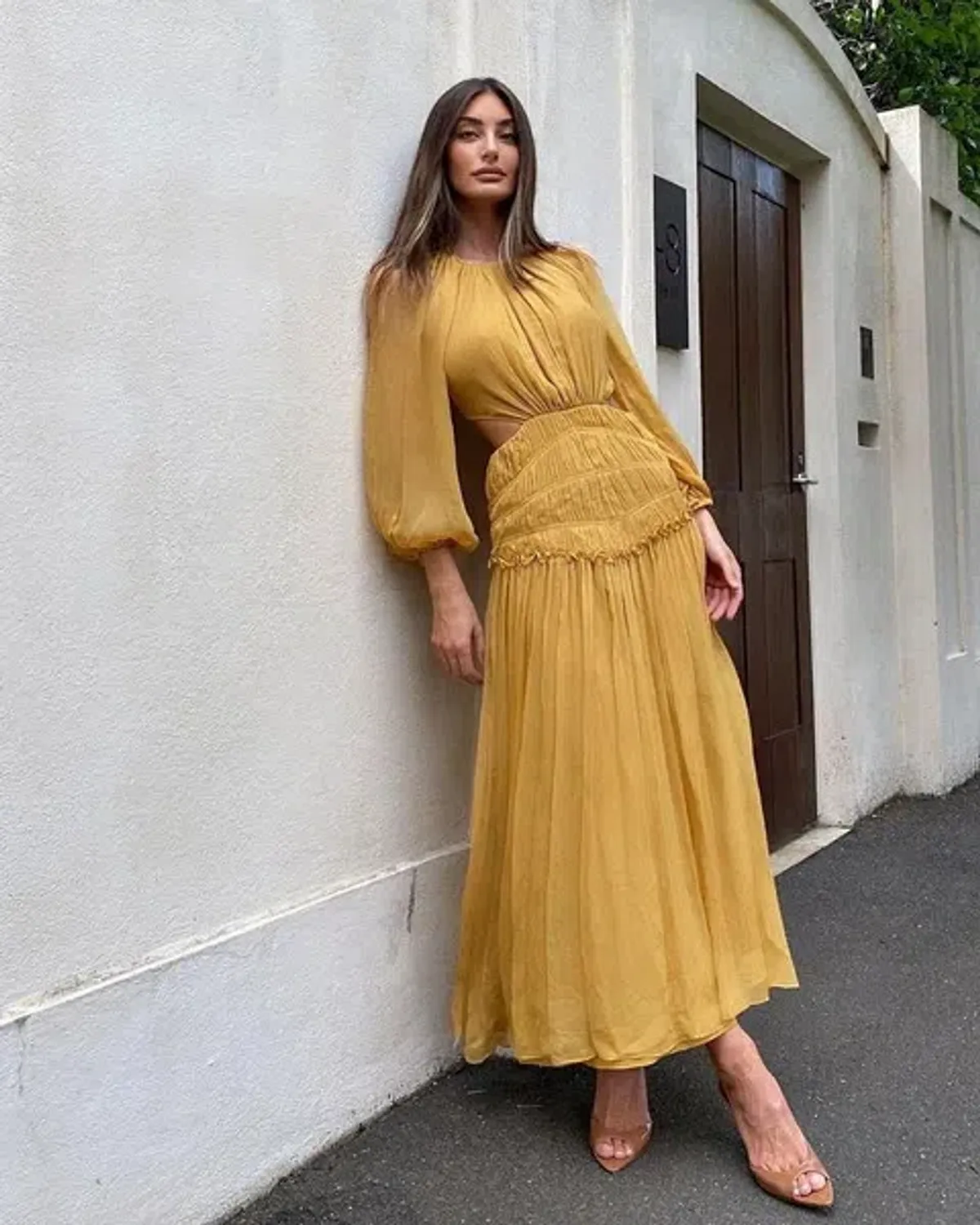 Shona Joy Iris Cut Out Backless Midi Dress Saffron Yellow Size 10 - Image 6