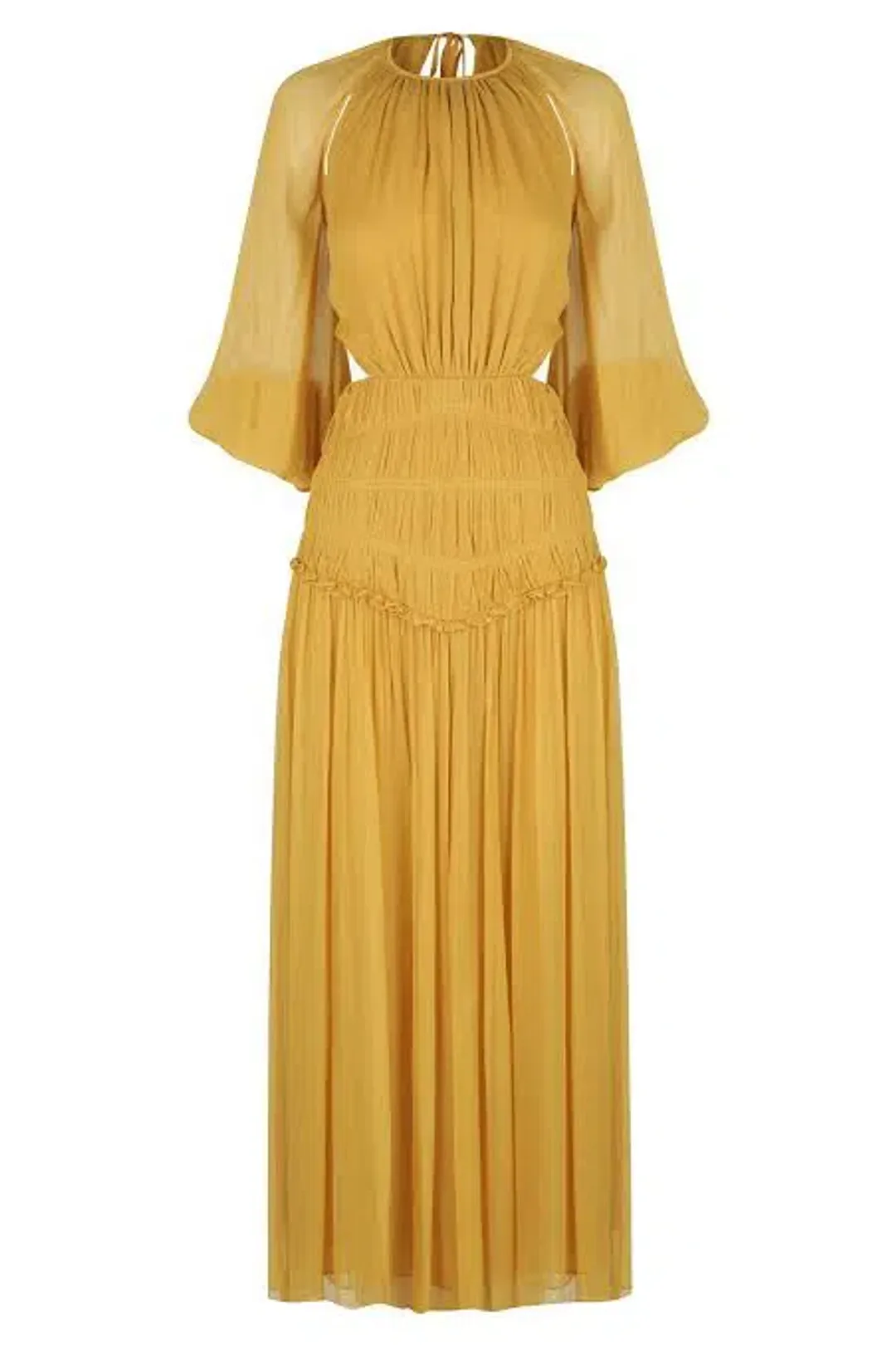 Shona Joy Iris Cut Out Backless Midi Dress Saffron Yellow Size 10 for rent on The Volte - main image