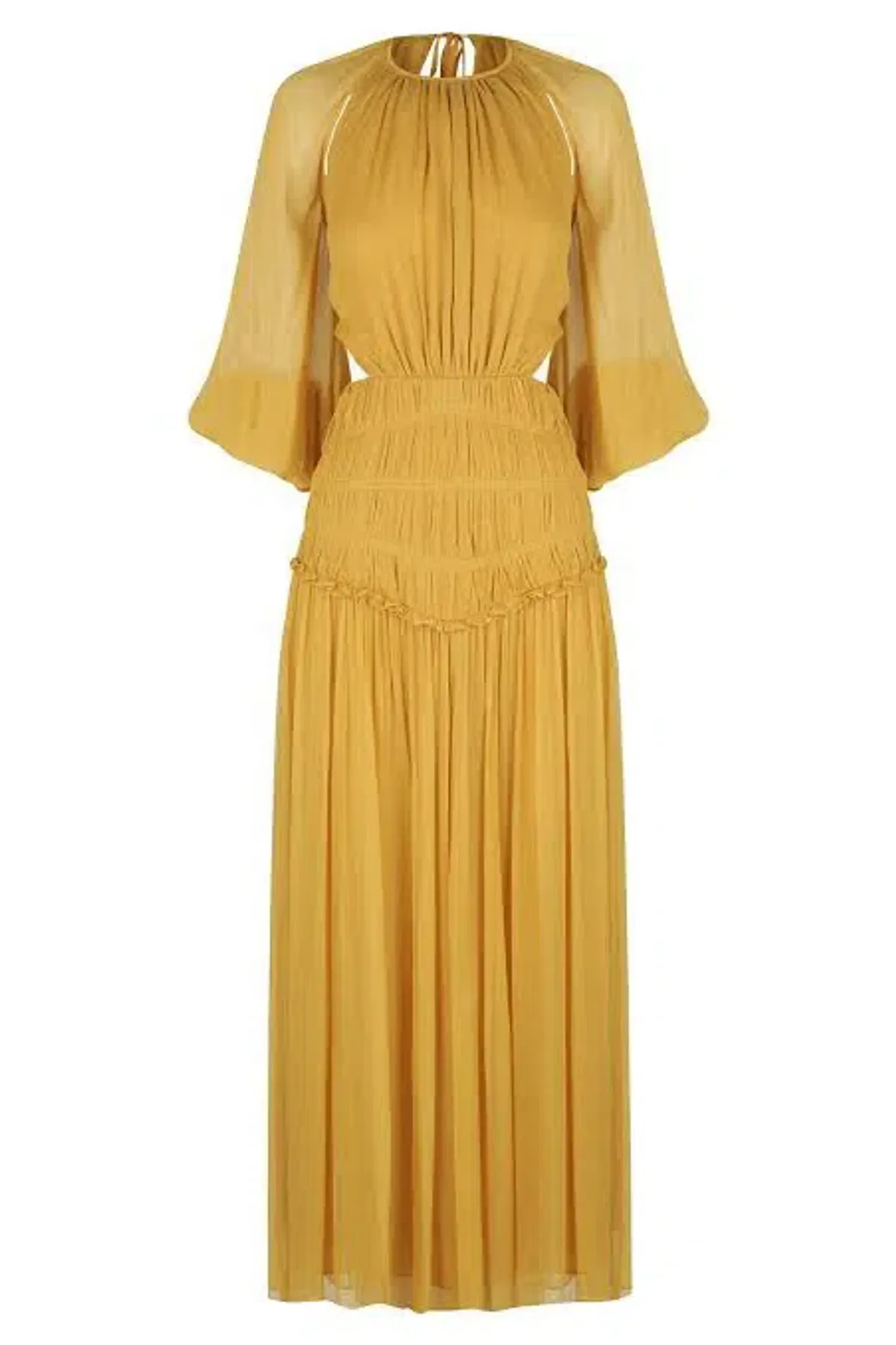 Shona Joy Iris Cut Out Backless Midi Dress Saffron Yellow Size 10 - Image 7