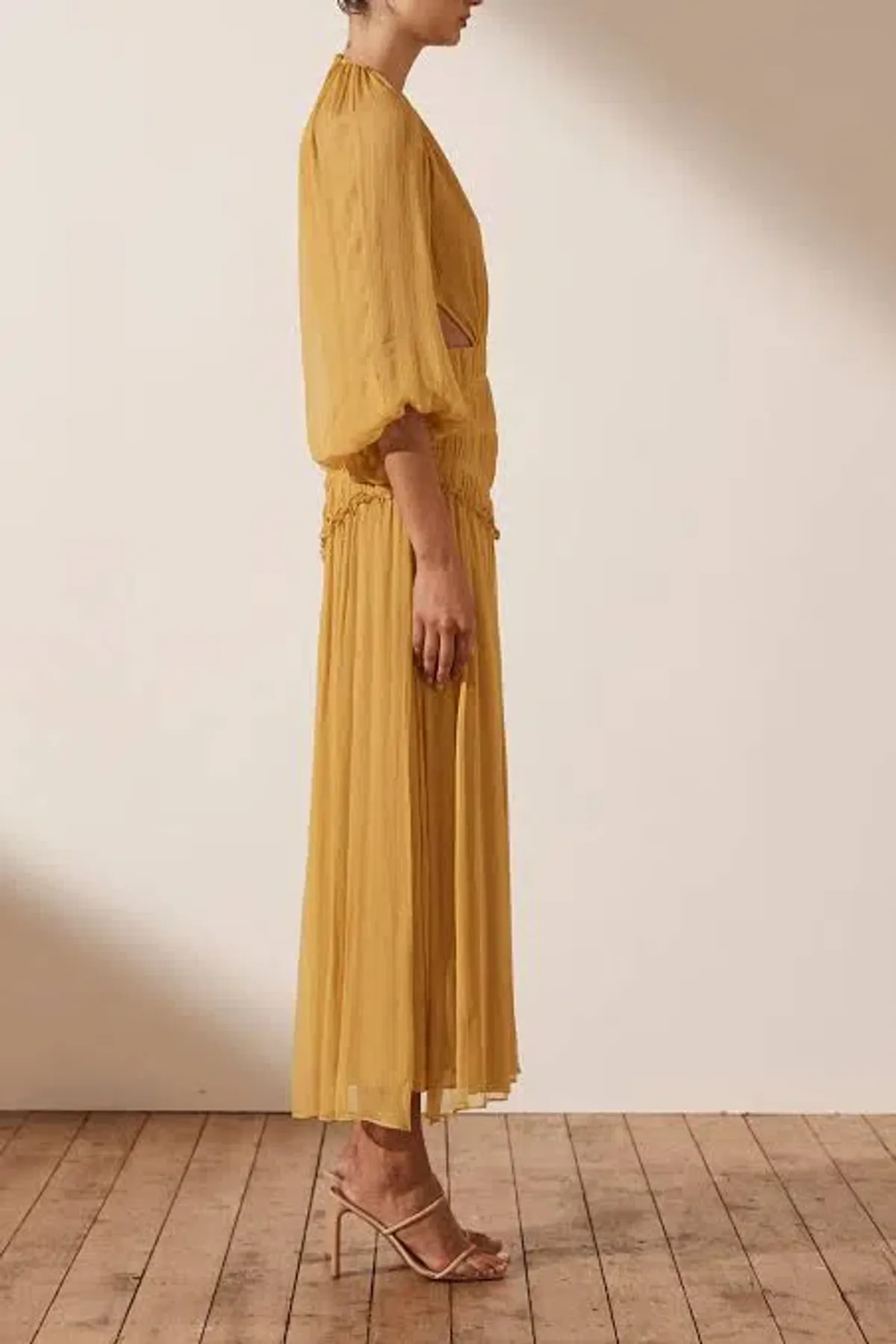 Shona Joy Iris Cut Out Backless Midi Dress Saffron Yellow Size 10 - Image 4