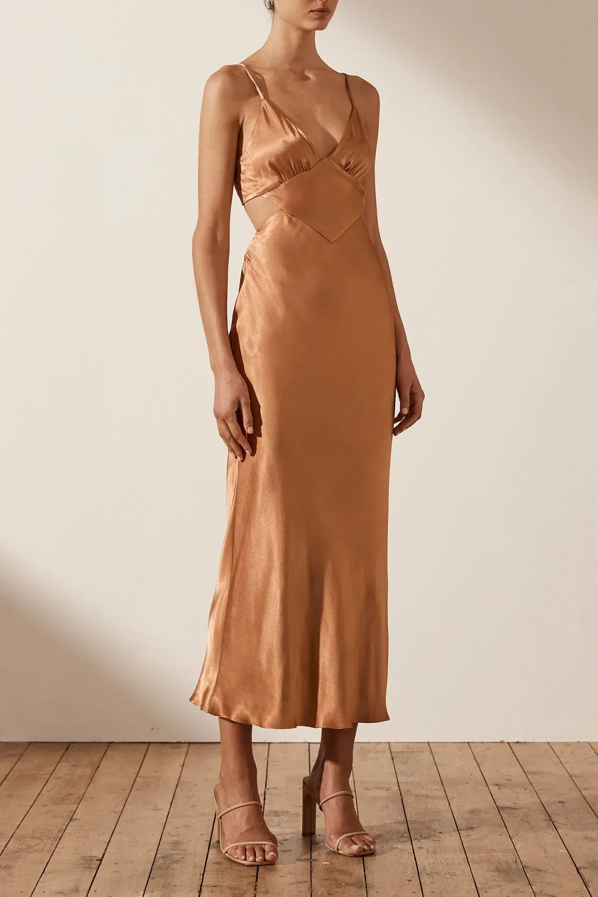Shona Joy La Lune Backless Midi Dress Copper Size 8 - Image 2