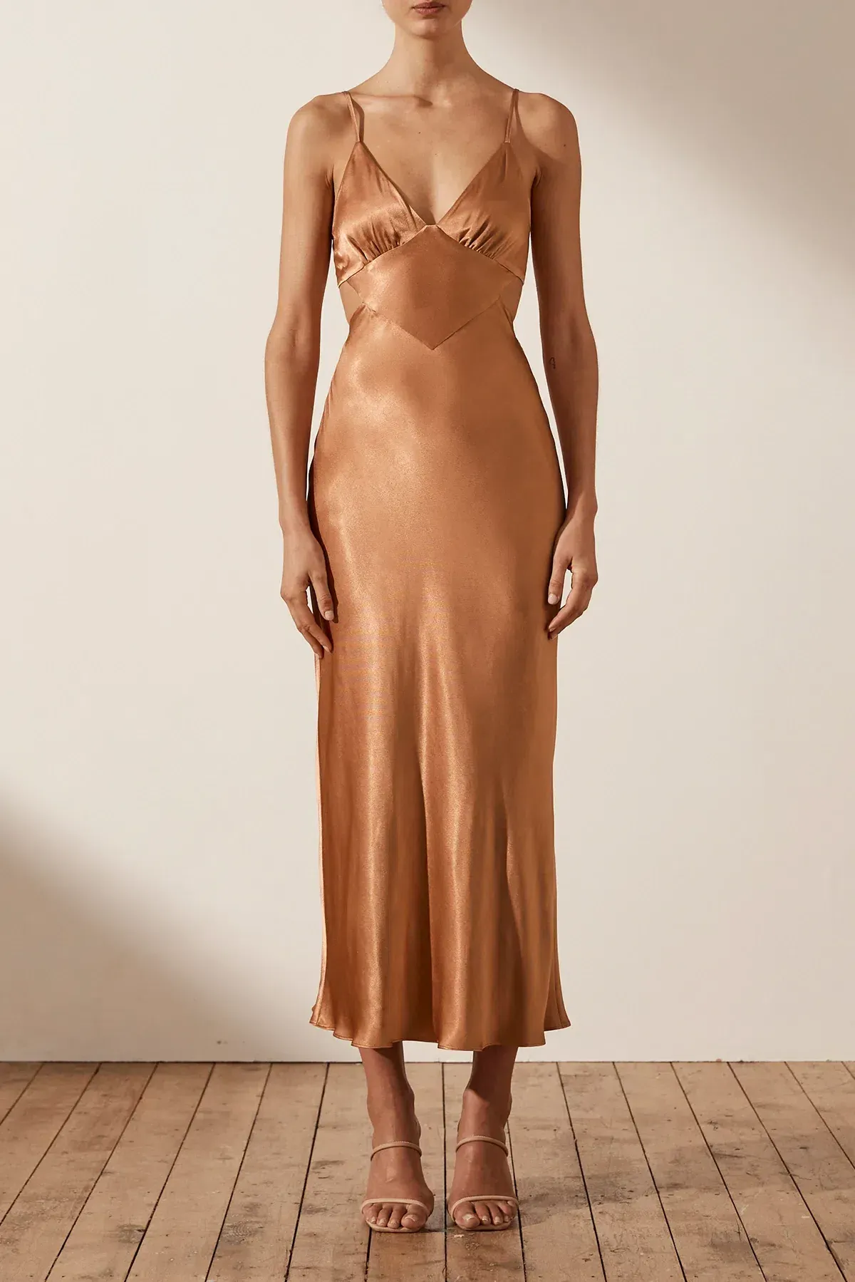 Shona Joy La Lune Backless Midi Dress Copper Size 8 - Image 1