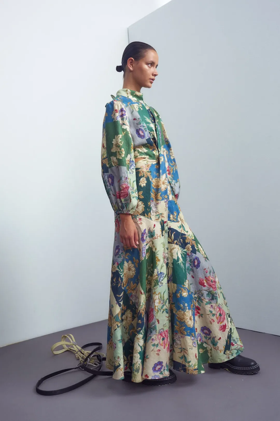 Loretta Patchwork Midi Dress Print Size 10 for rent on The Volte - main image