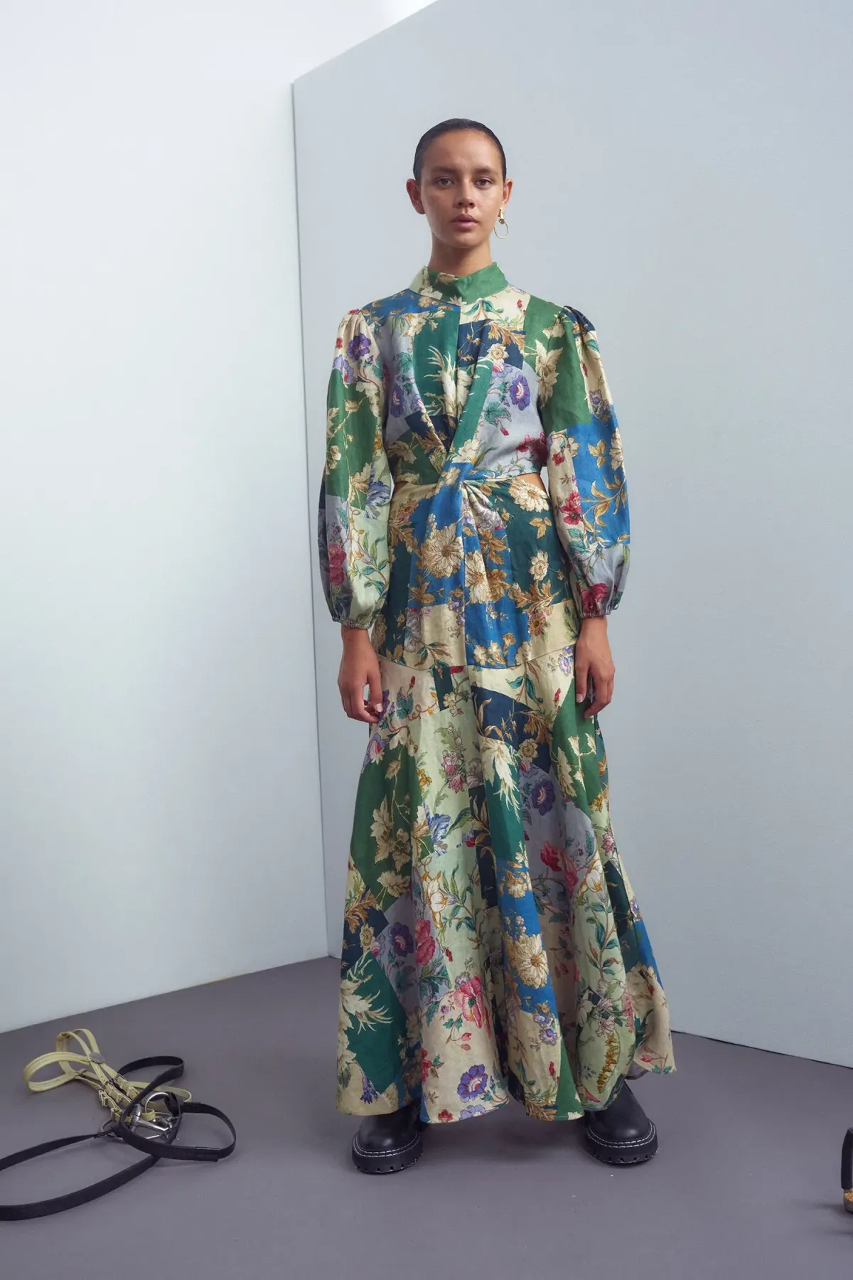 Loretta Patchwork Midi Dress Print Size 10 - Image 1