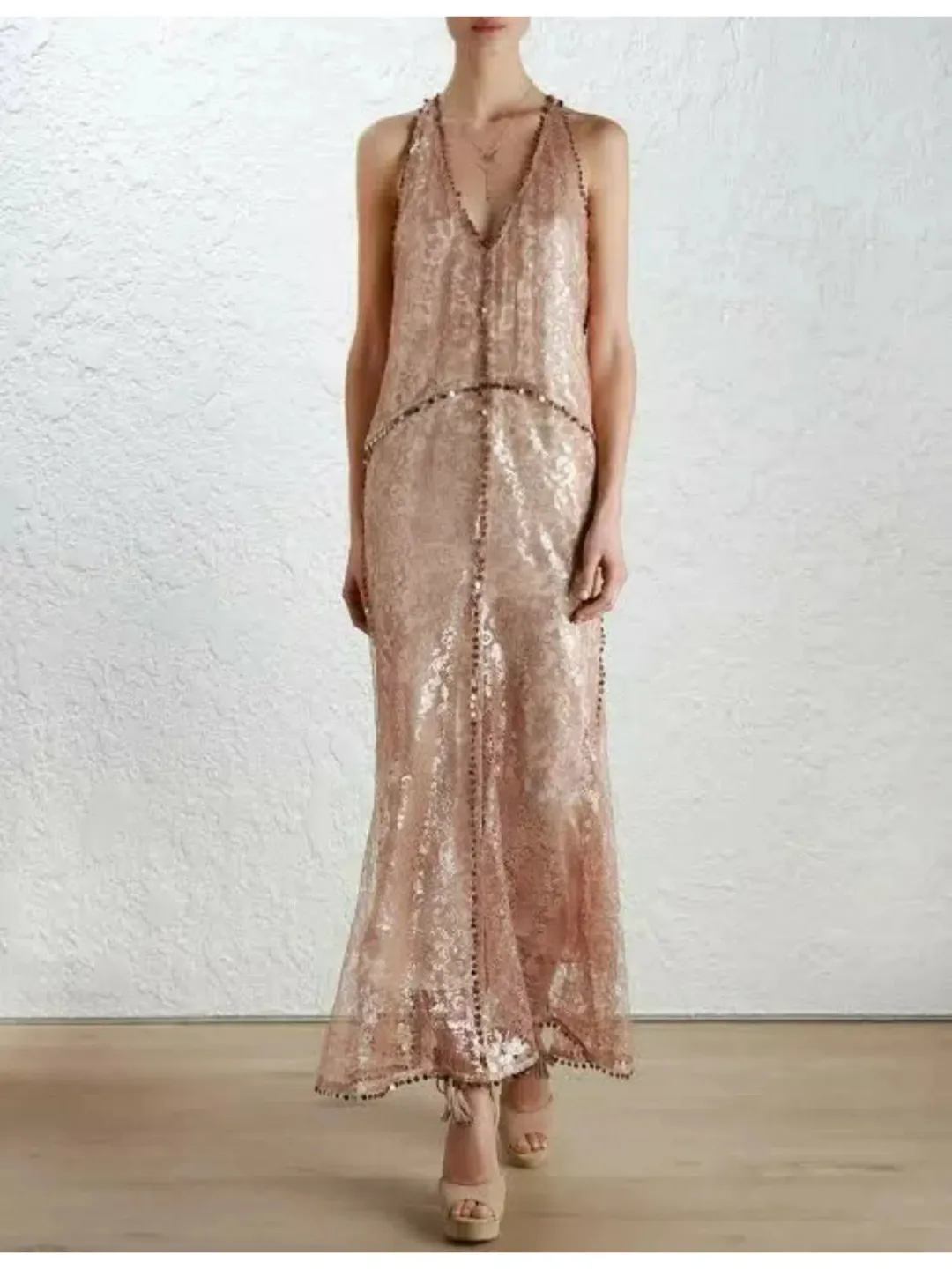 Zimmermann Lavish Mirror Lace Dress Pink Size 3 / AU 14 for rent on The Volte - main image