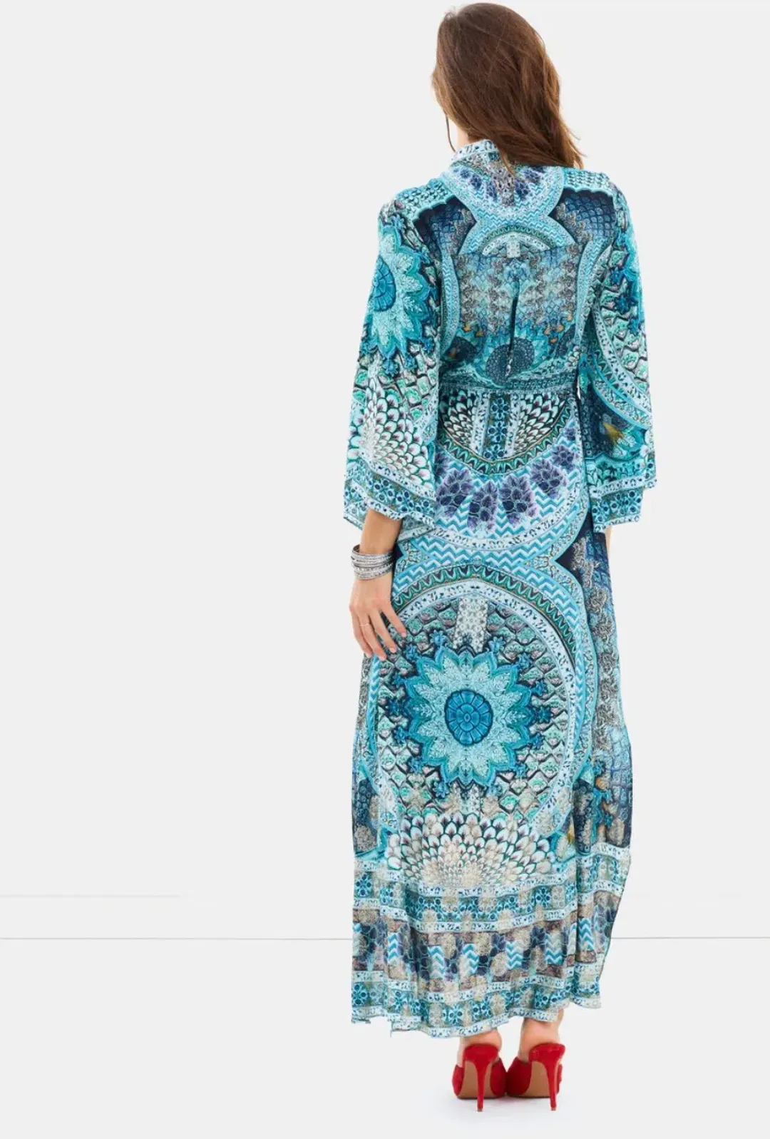 Camilla Drawstring Button Up Dress Turn On The Charm Print Size L for rent on The Volte - main image