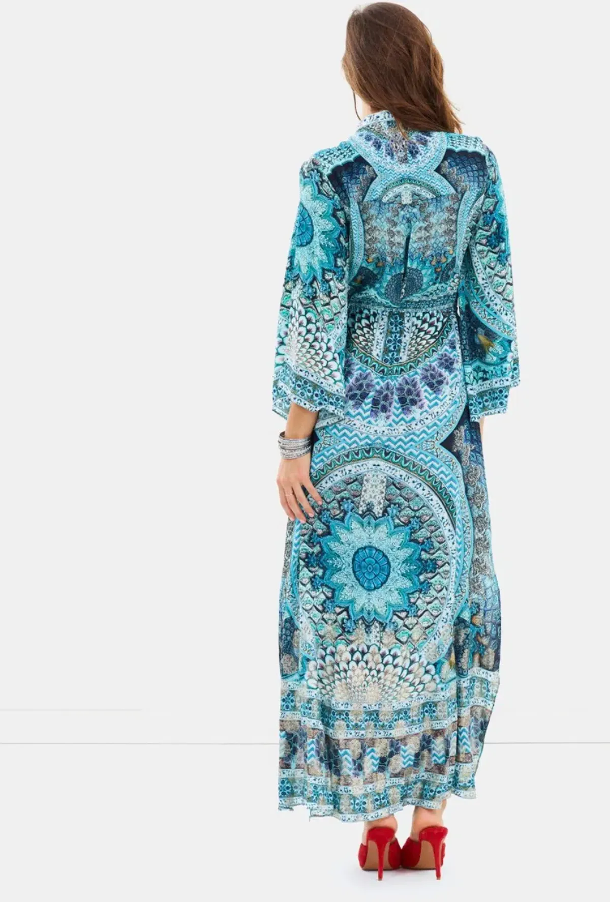 Camilla Drawstring Button Up Dress Turn On The Charm Print Size L - Image 3