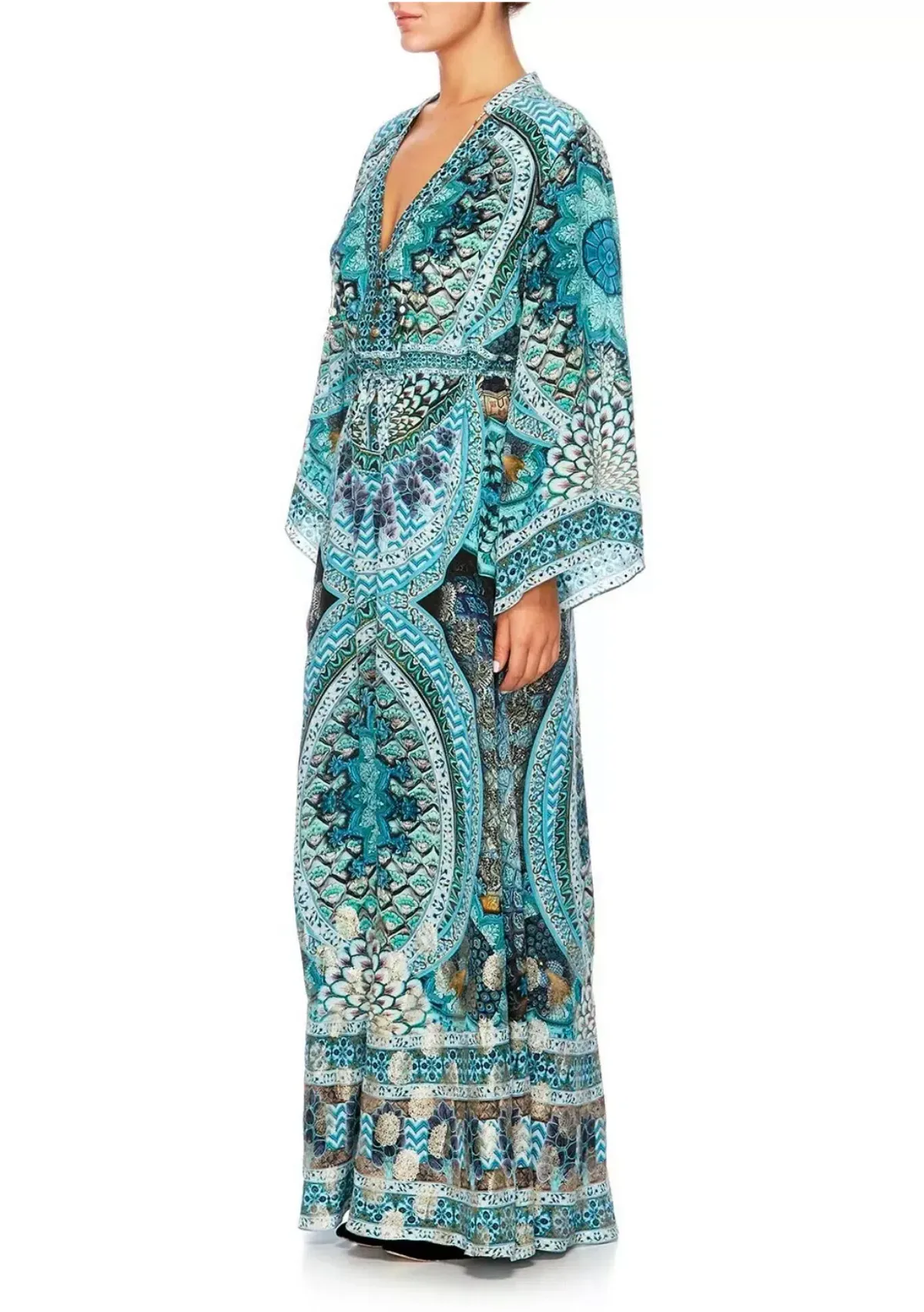 Camilla Drawstring Button Up Dress Turn On The Charm Print Size L - Image 10