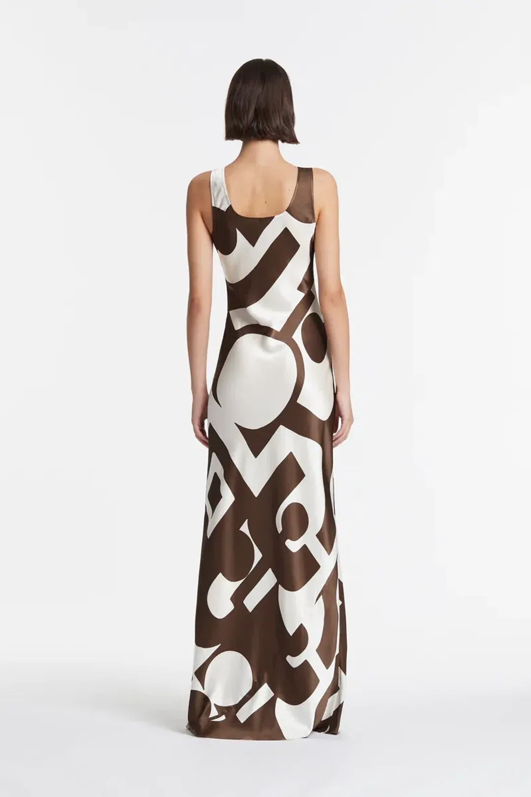 Sir the Label Julien Asymmetric Slip In Abstract Chocolate Size AU 10 for rent on The Volte - main image