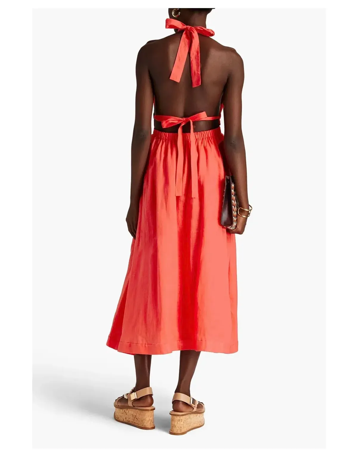 Zimmermann Shelley Halter Neck Midi Dress Orange Size 1 / Au 10 - Image 2