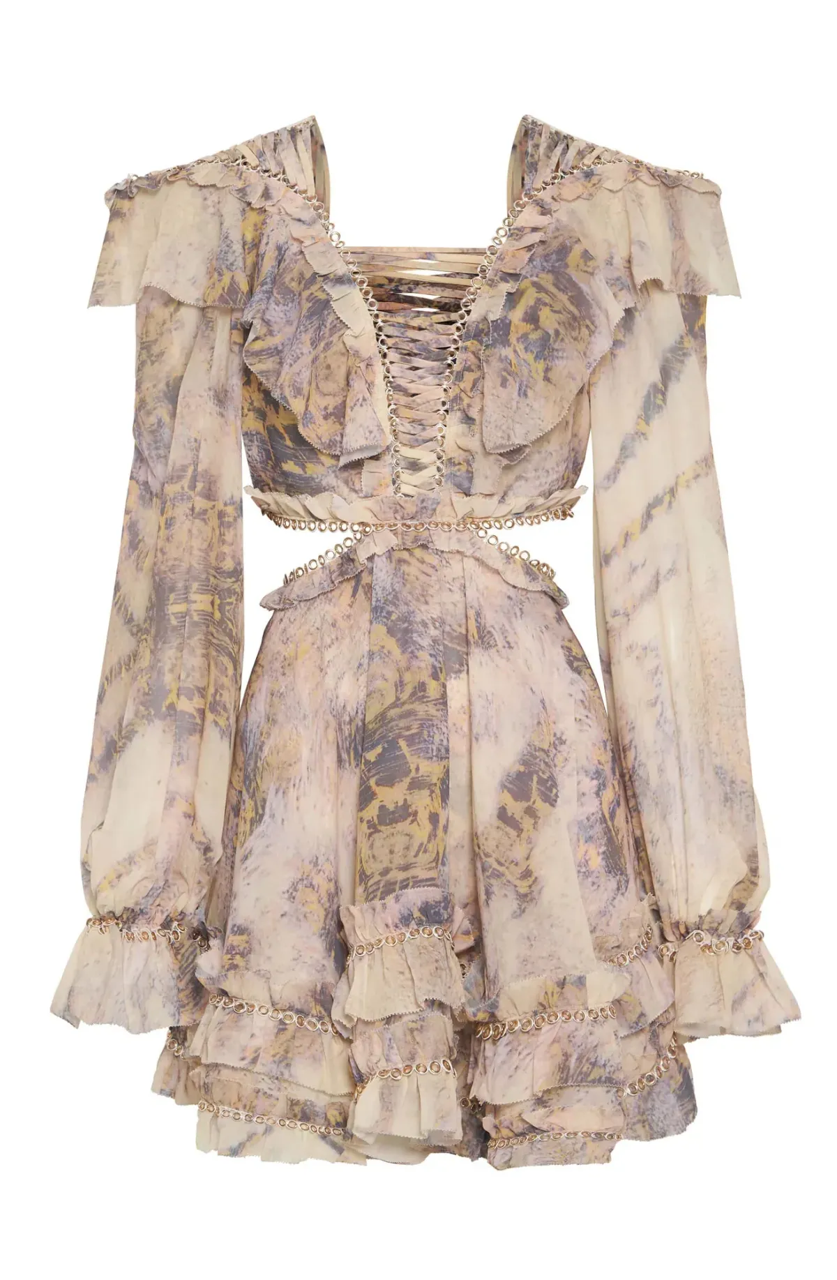 IXIAH Masaai Long Sleeve Cut Out Mini Dress Print Size 8 - Image 3