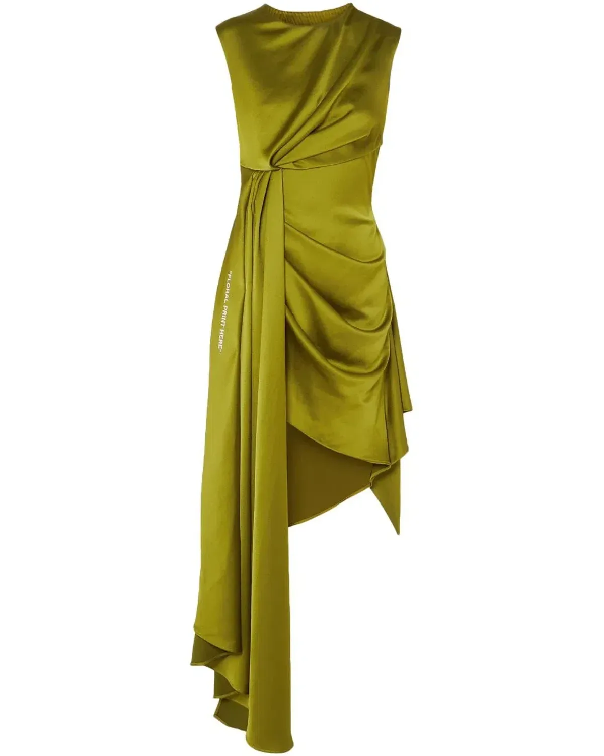 Off White Asymmetric Satin Dress Green Size 6  - Image 4