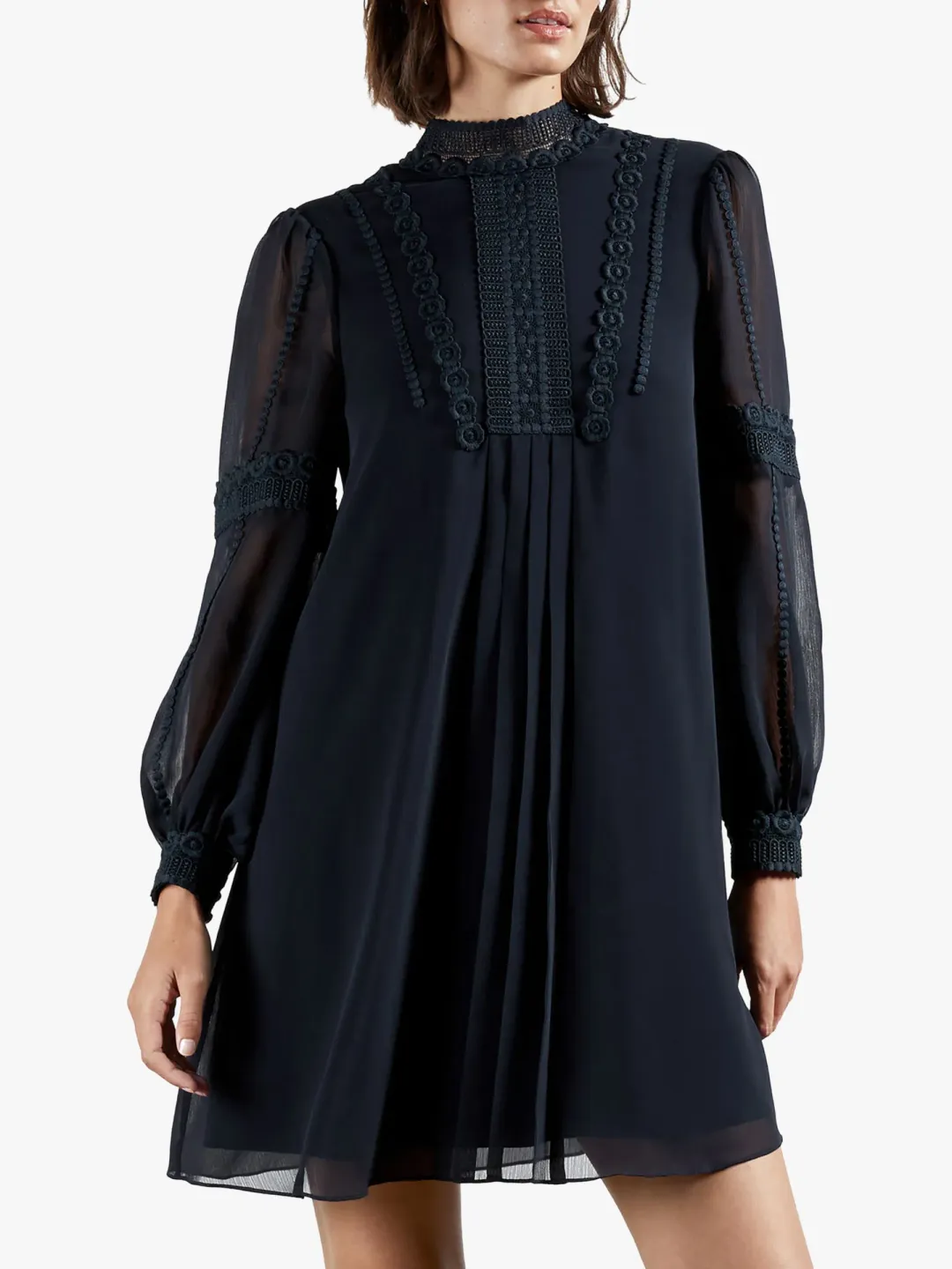 Ted Baker Georrgi Embroidered Mini Dress Navy Size 4 for rent on The Volte - main image