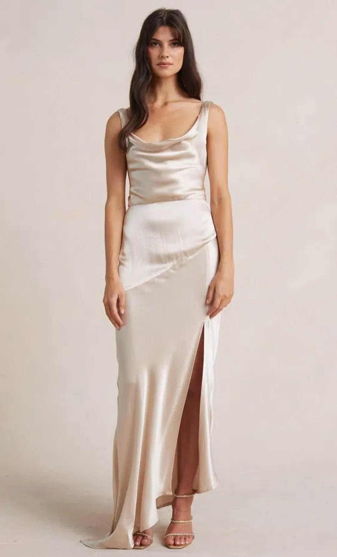 Bec & Bridge Moon Dance Cowl Dress Sand Size 8 for rent on The Volte - main image