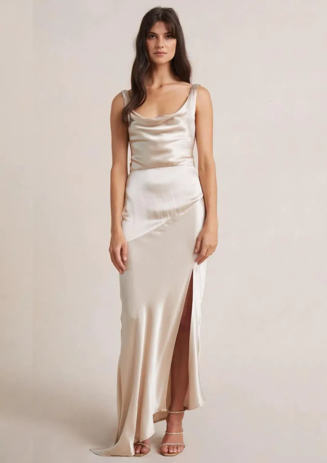 Bec & Bridge Moon Dance Cowl Dress Sand Size 8 for rent on The Volte - main image