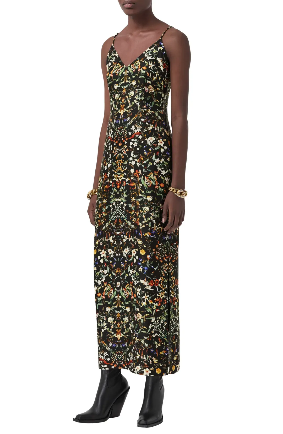 Burberry Maris Floral Silk Slip Dress Black Size 10  for rent on The Volte - main image