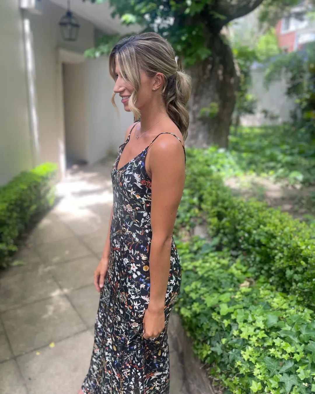 Burberry Maris Floral Silk Slip Dress Black Size 10  for rent on The Volte - main image