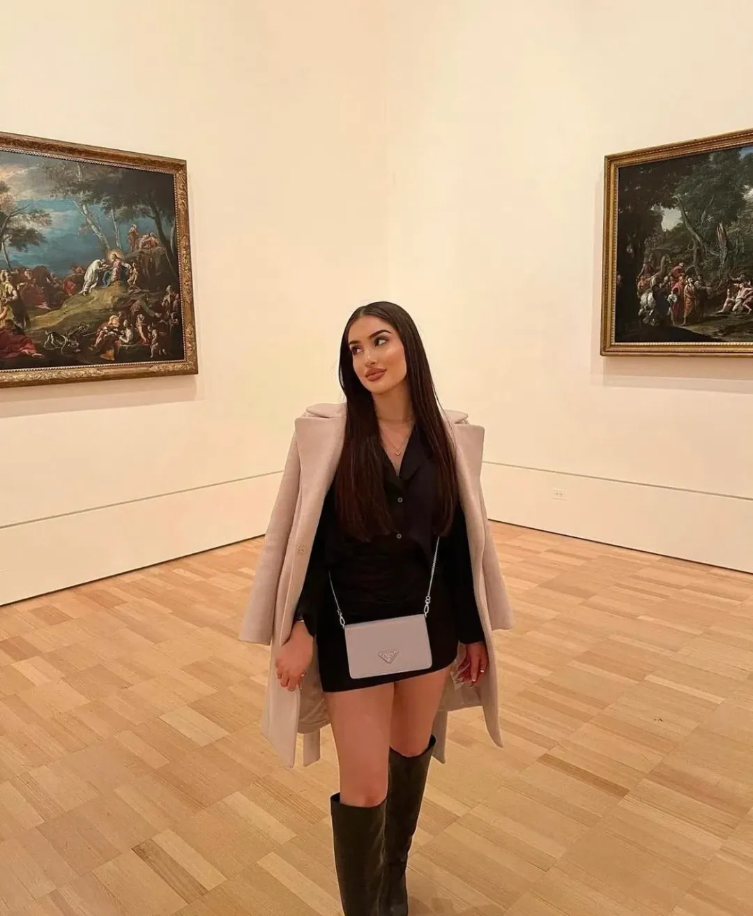 Prada Brushed Leather Shoulder Bag Wisteria  for rent on The Volte - main image