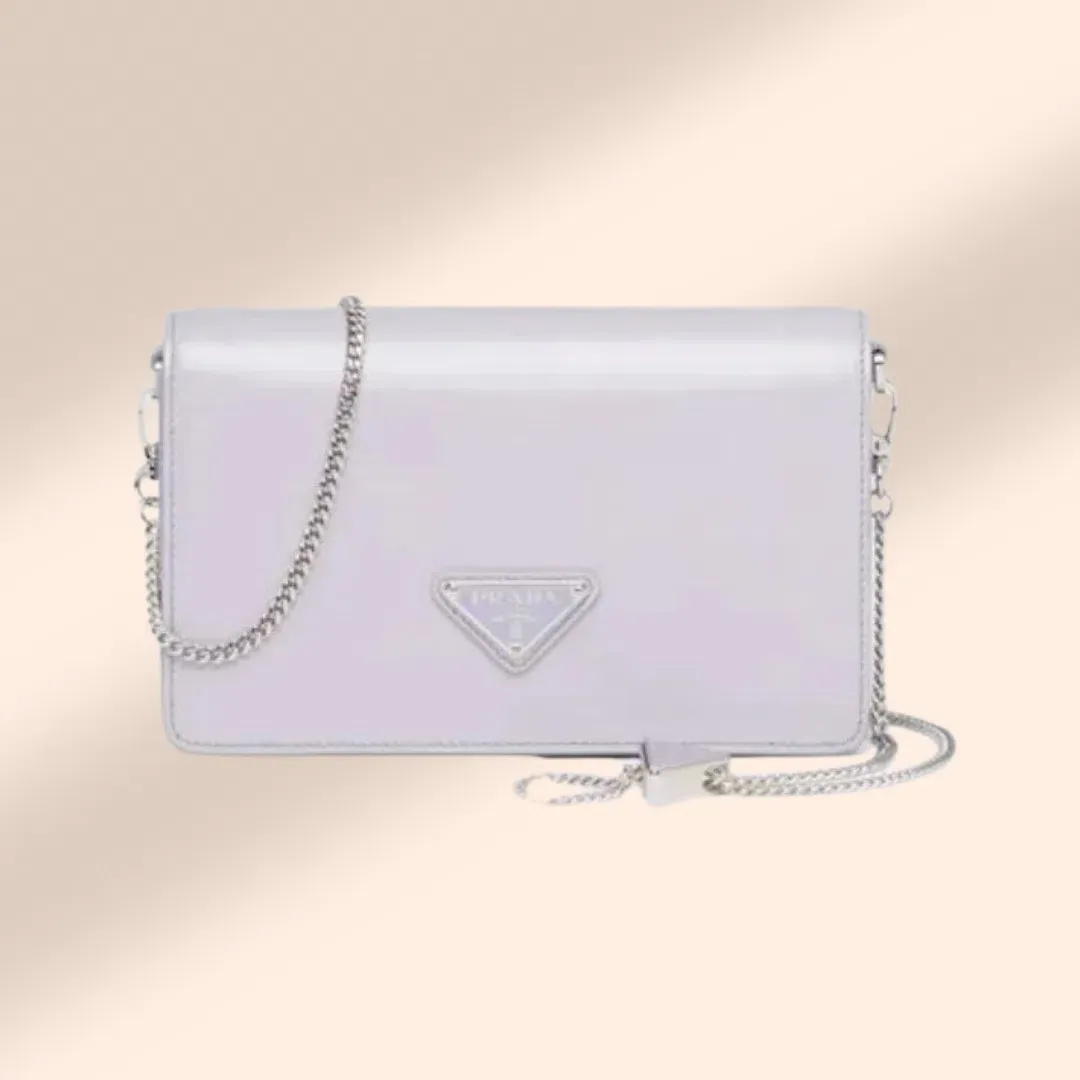 Prada Brushed Leather Shoulder Bag Wisteria  for rent on The Volte - main image