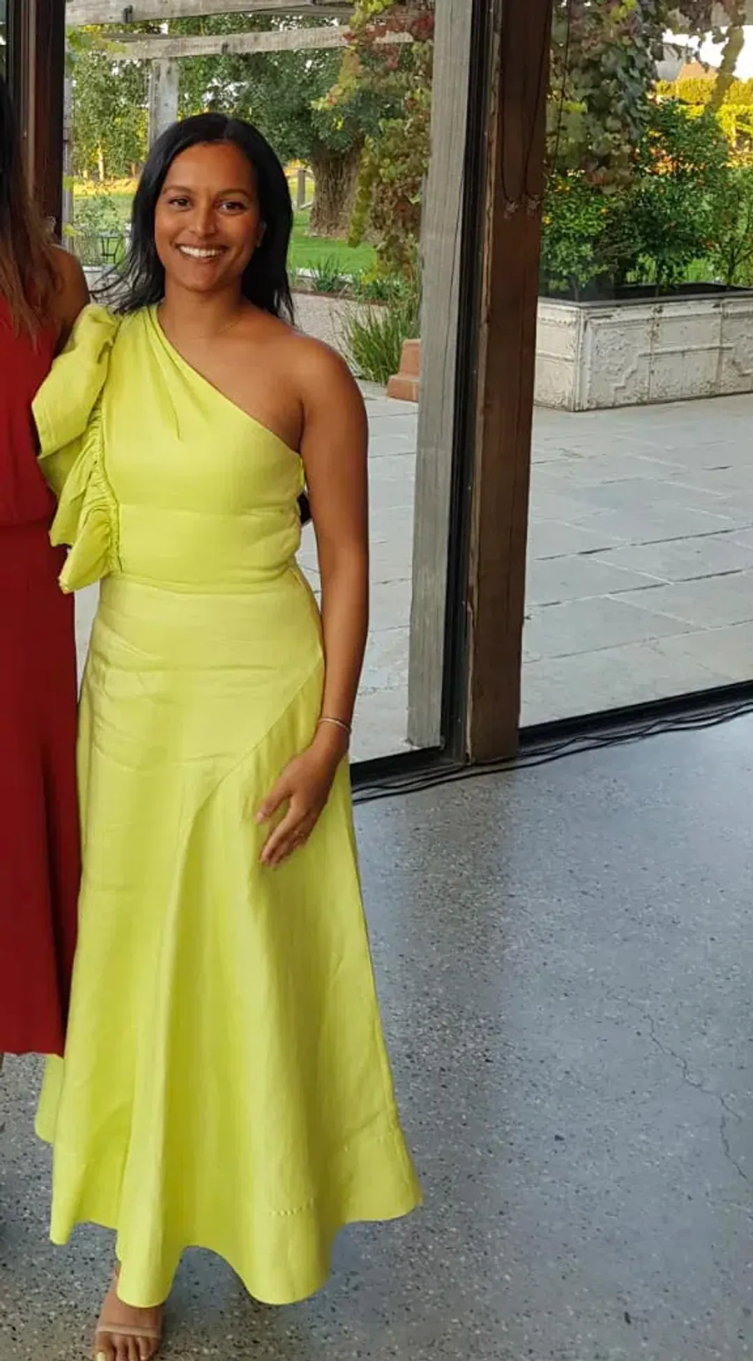 Aje Bonjour Asymmetric Midi Dress Lime Green Size 8 for rent on The Volte - main image