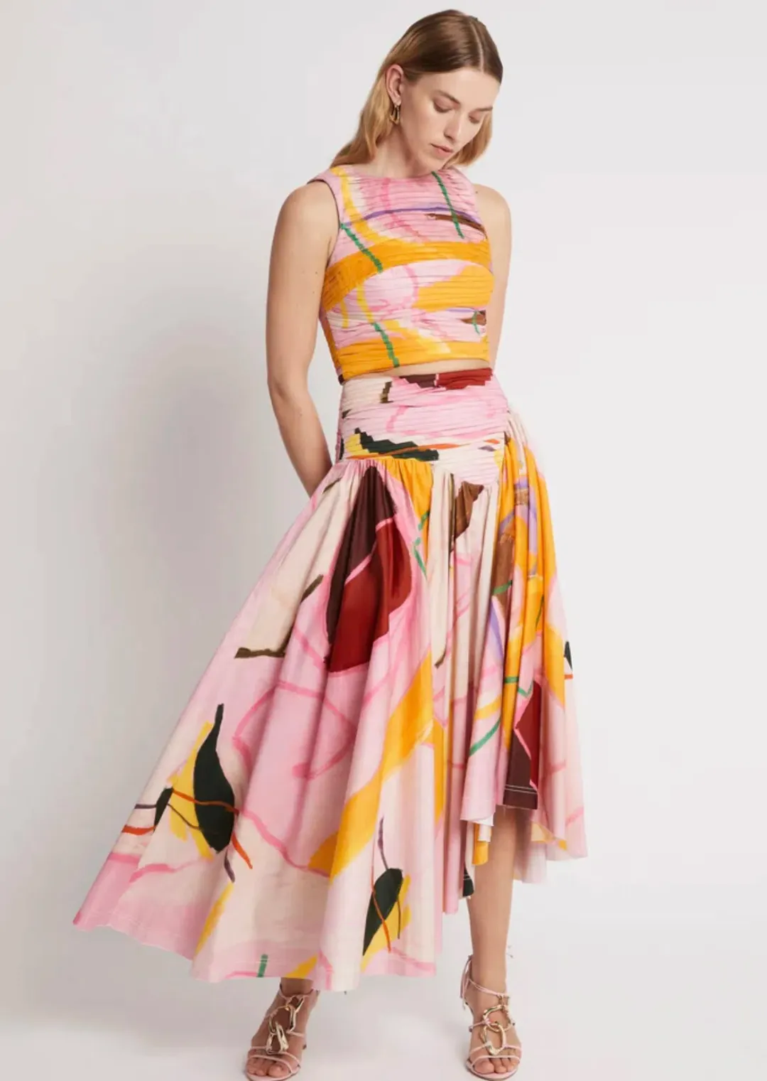 AJE Jolie Asymmetrical Midi Skirt Print Size 6 for rent on The Volte - main image