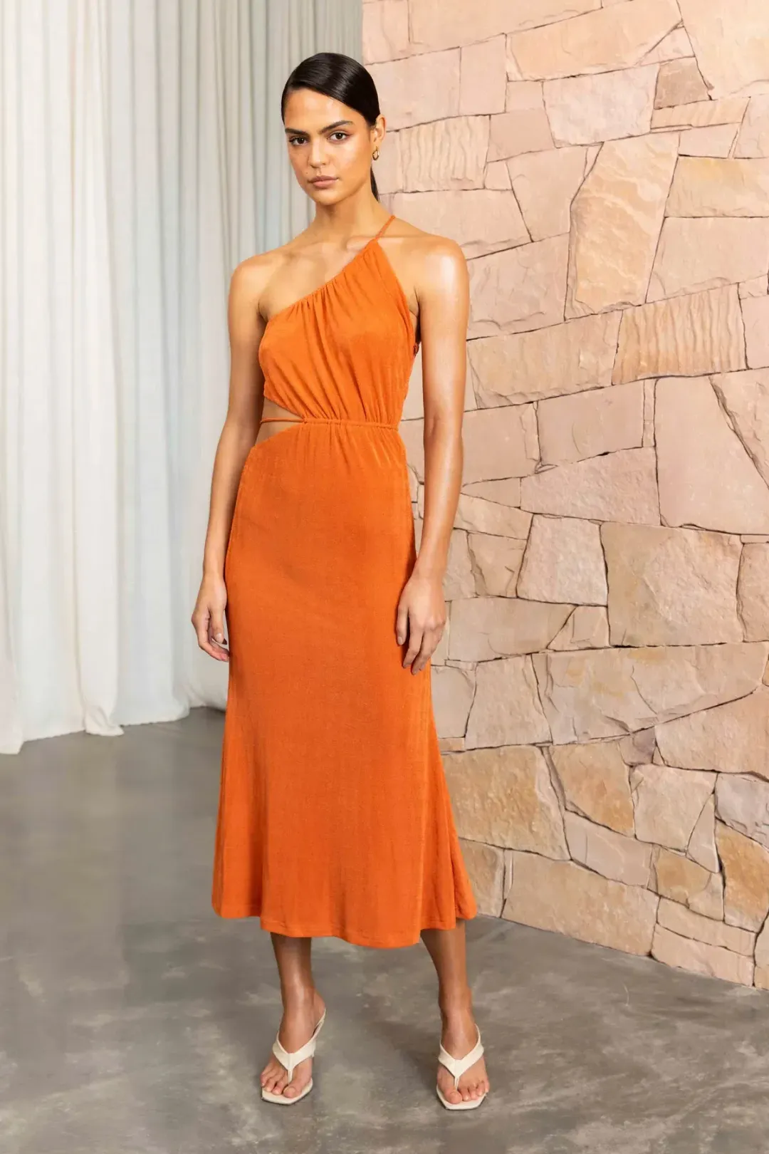 Misha Adara Midi Dress Orange Size 10/M for rent on The Volte - main image