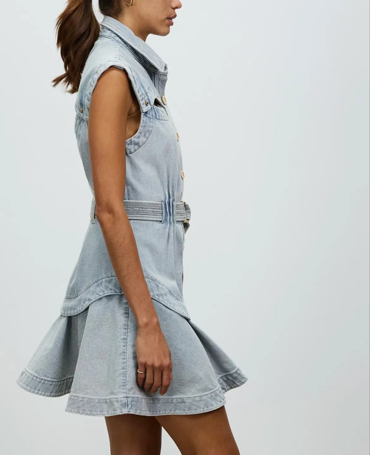 Acler Blake Denim Dress Ice Wash Blue Size 8  - Image 4