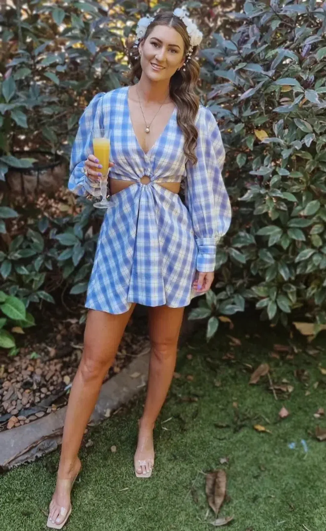 By Nicola Chevron Mini Dress in Grape Plaid Print Size 8 for rent on The Volte - main image