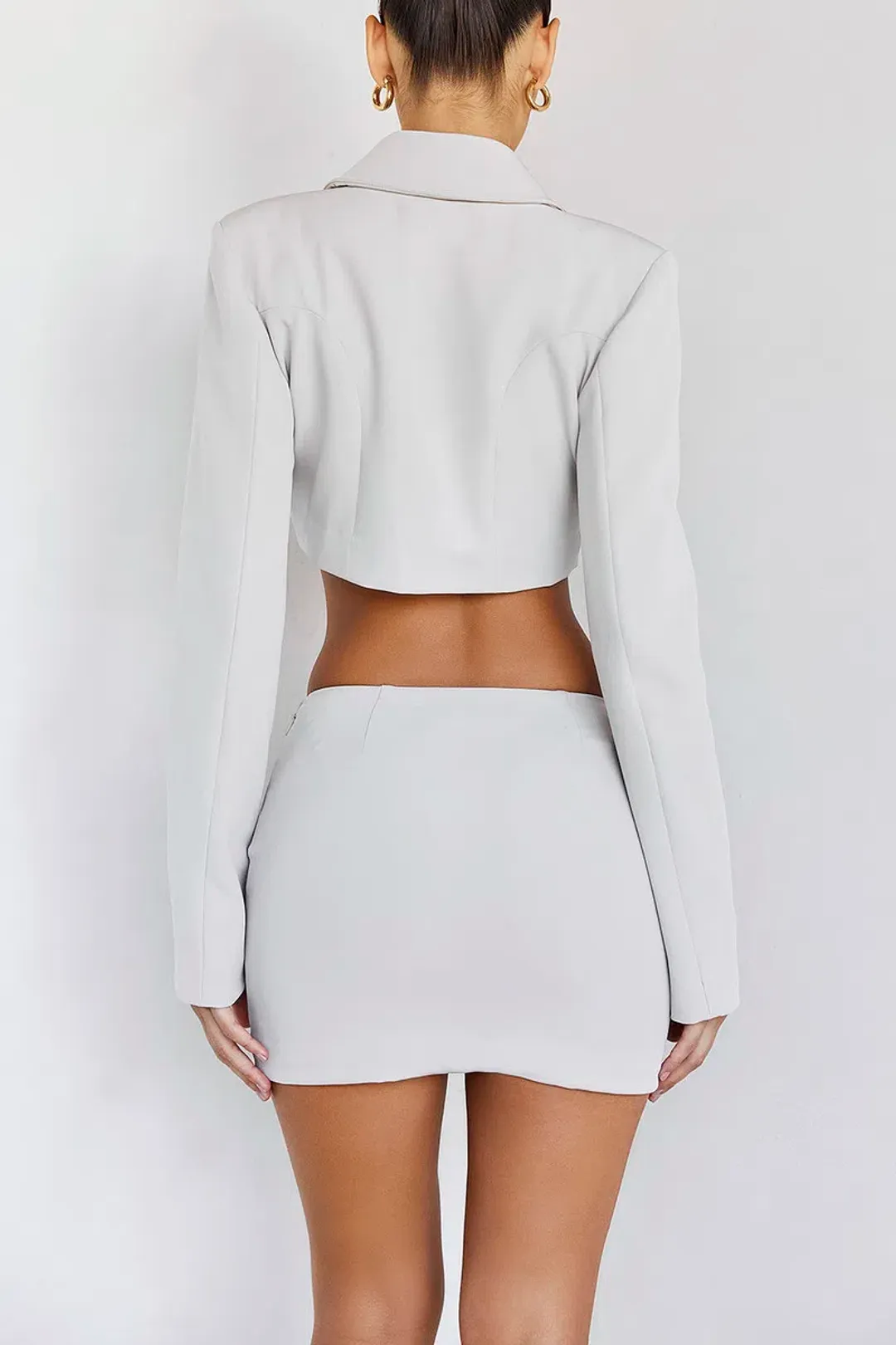 Nemesis Cropped Jacket And Skirt Set Beige Size 10 for rent on The Volte - main image