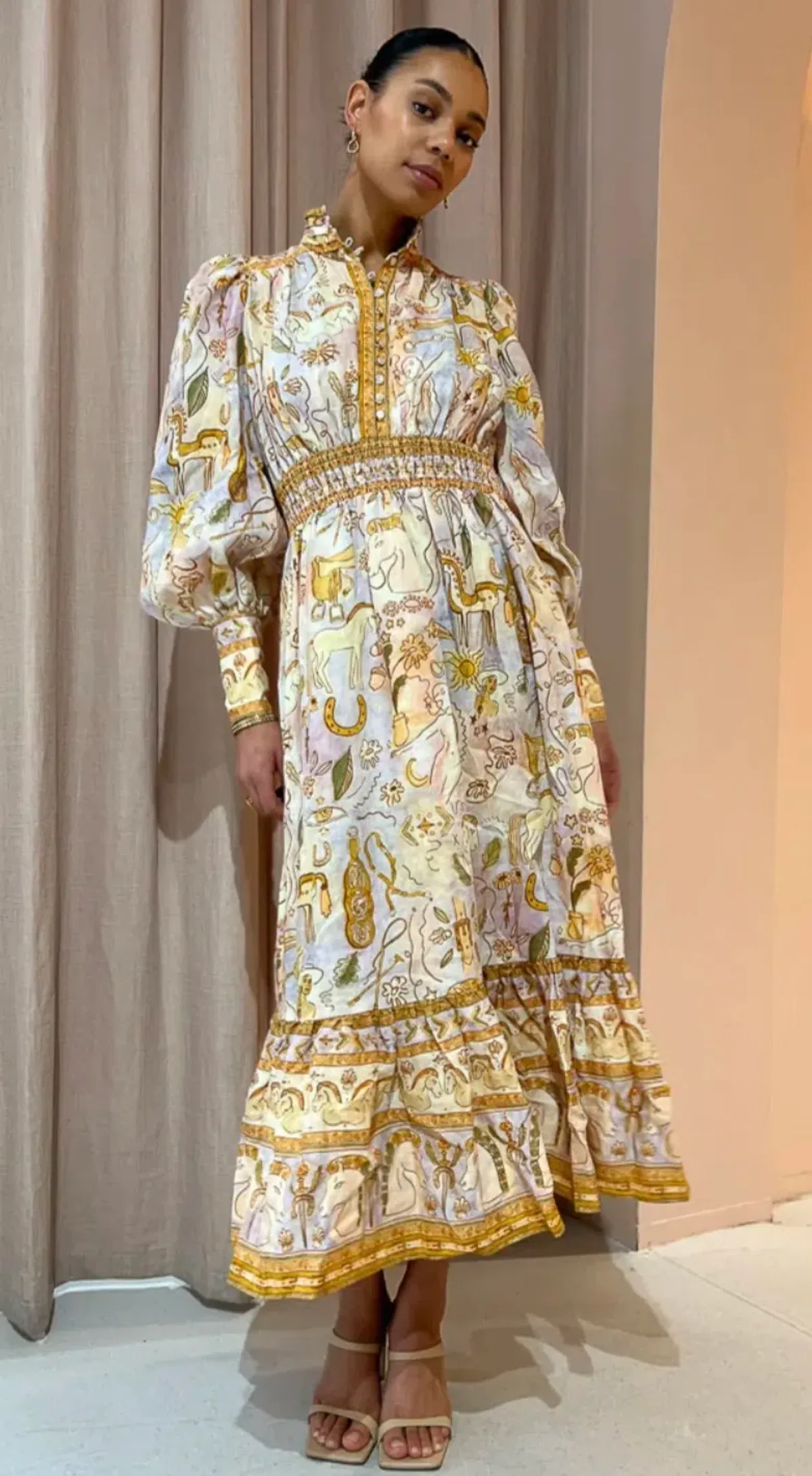 Alemais Solitaire Midi Dress Watercolour Print Size 14 - Image 2