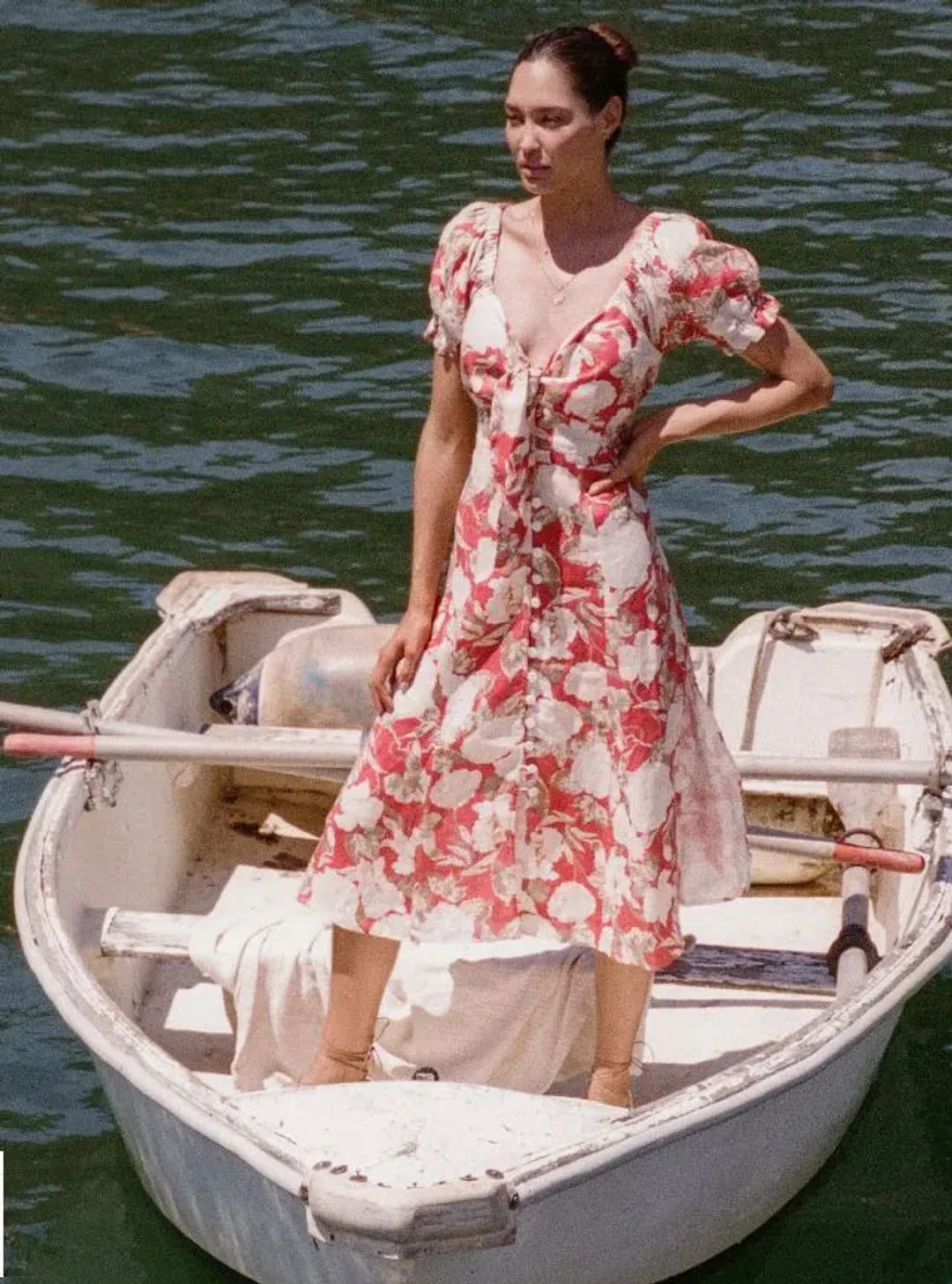 Kivari Helena Tie Front Midi Dress Print Size 10 for rent on The Volte - main image