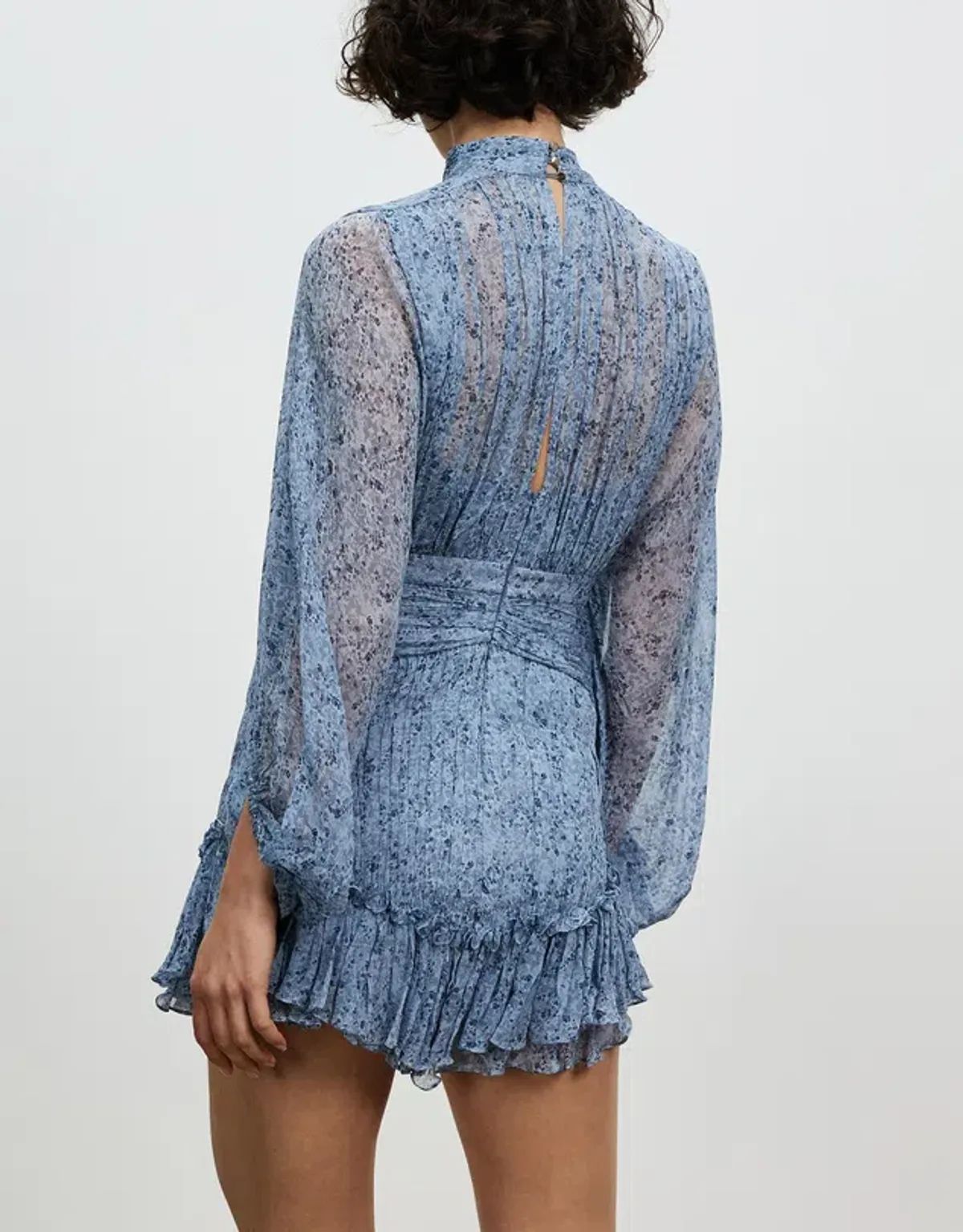 Shona Joy Harmony High Neck Ruched Mini Dress Blue Size 10 - Image 3