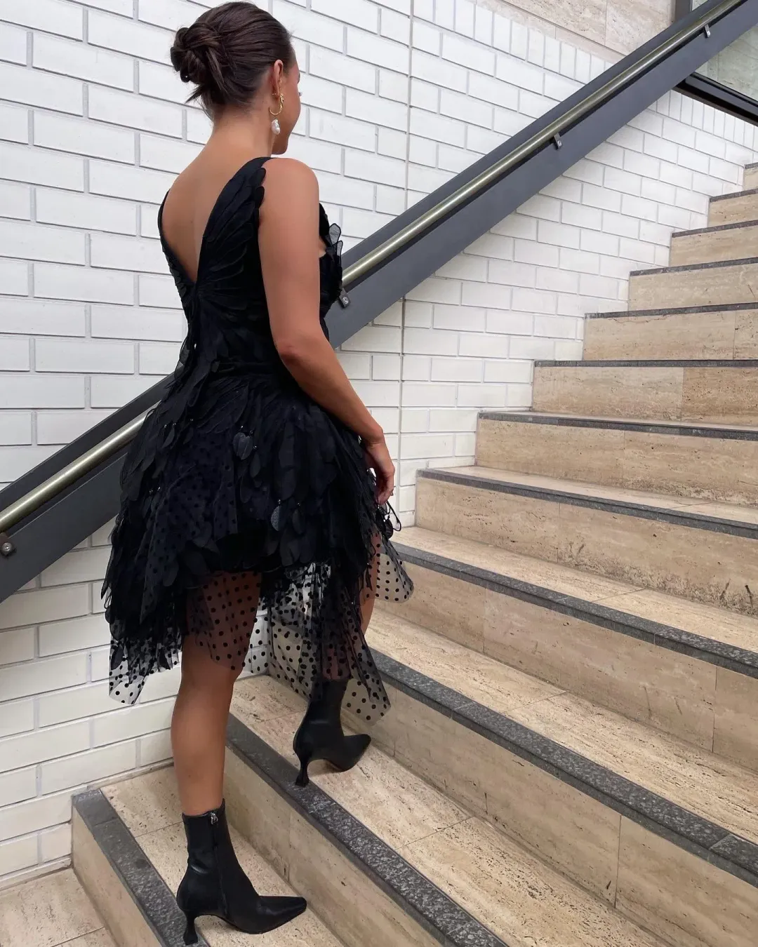 Zimmermann Rhythmic Fluted Mini Dress Black Size 1/Au 10 for rent on The Volte - main image