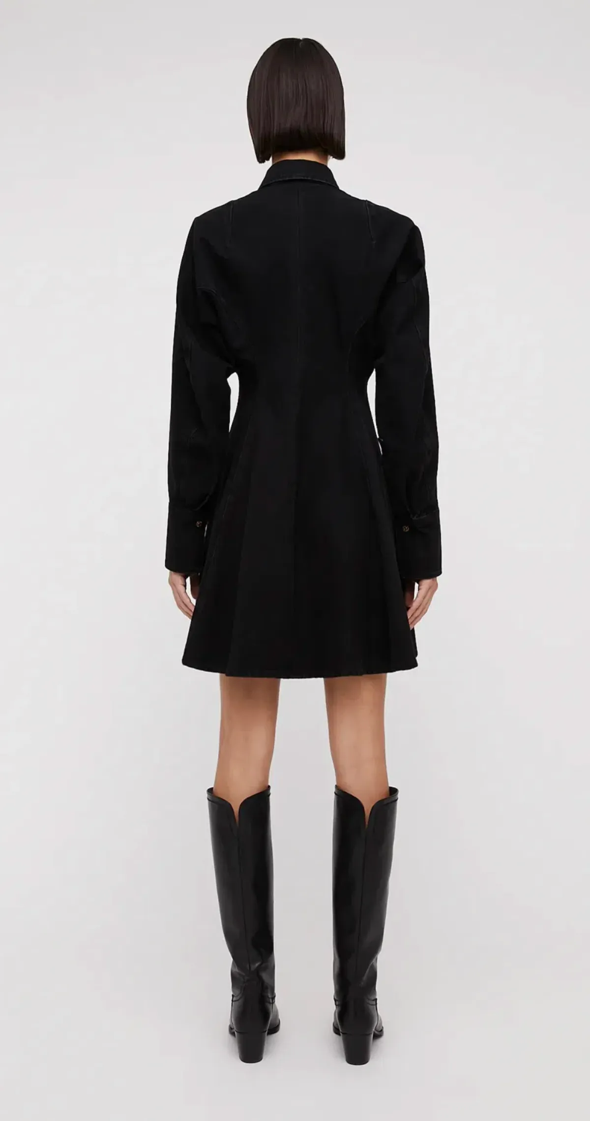 Scanlan Theodore Denim Cocoon Sleeve Mini Dress Black Size 6 - Image 3