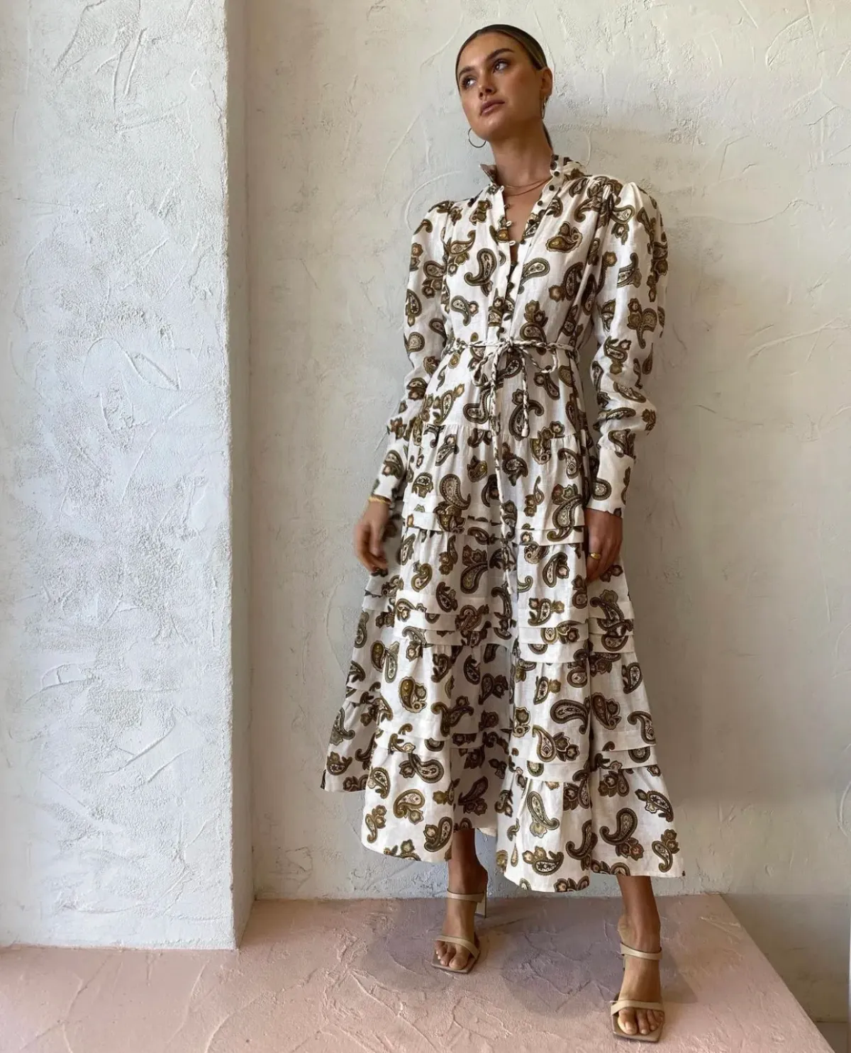 Alemais Mia Midi Dress in Cream Paisley Print Size 6 - Image 1