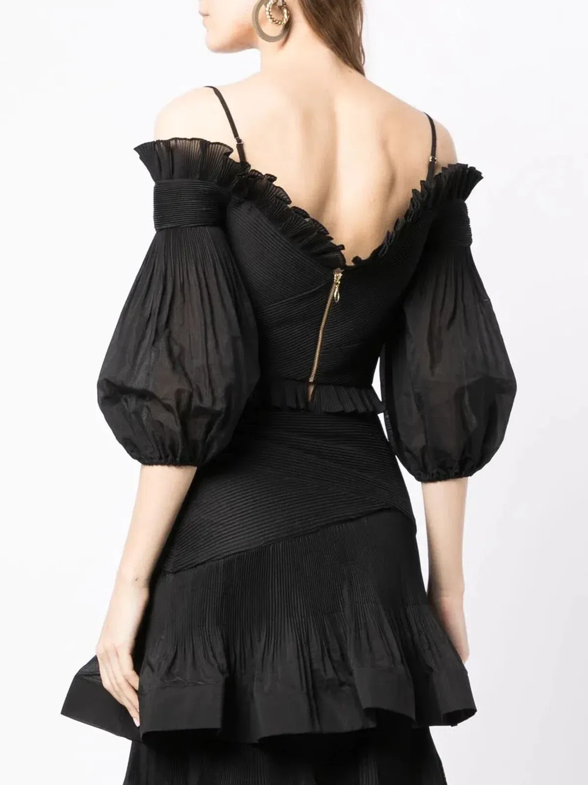 Zimmermann Stargazer Pleated Off Shoulder Top & Pleated Midi Skirt Set Black Size 4 / AU 16 - Image 2