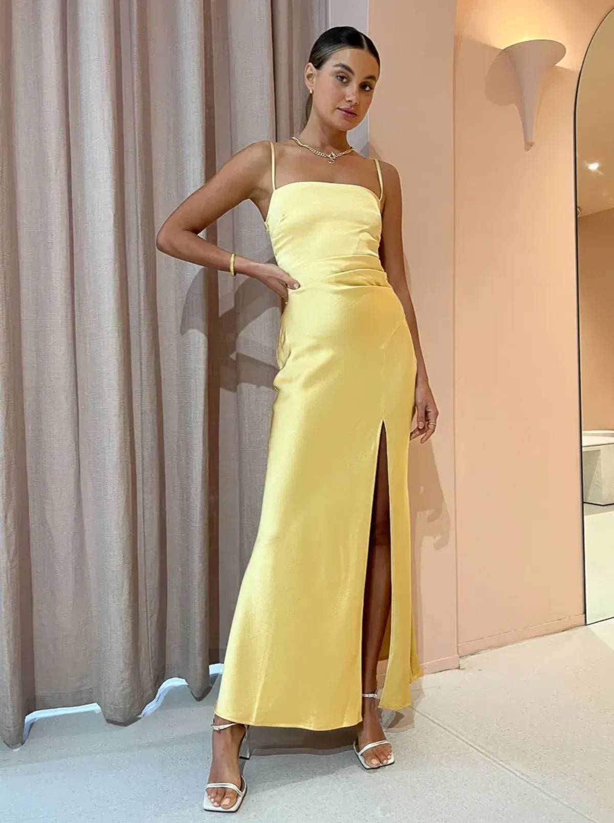 Bec & Bridge Nadia Maxi Dress Straw Yellow Size 8 - Image 6