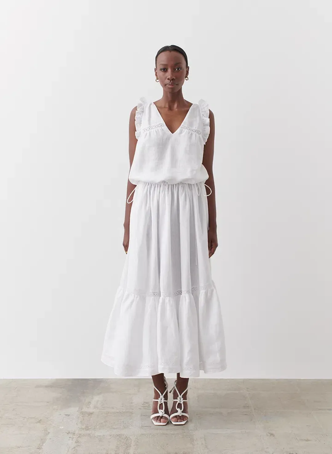 Joslin Gracie Linen Maxi Dress White Size 10 for rent on The Volte - main image